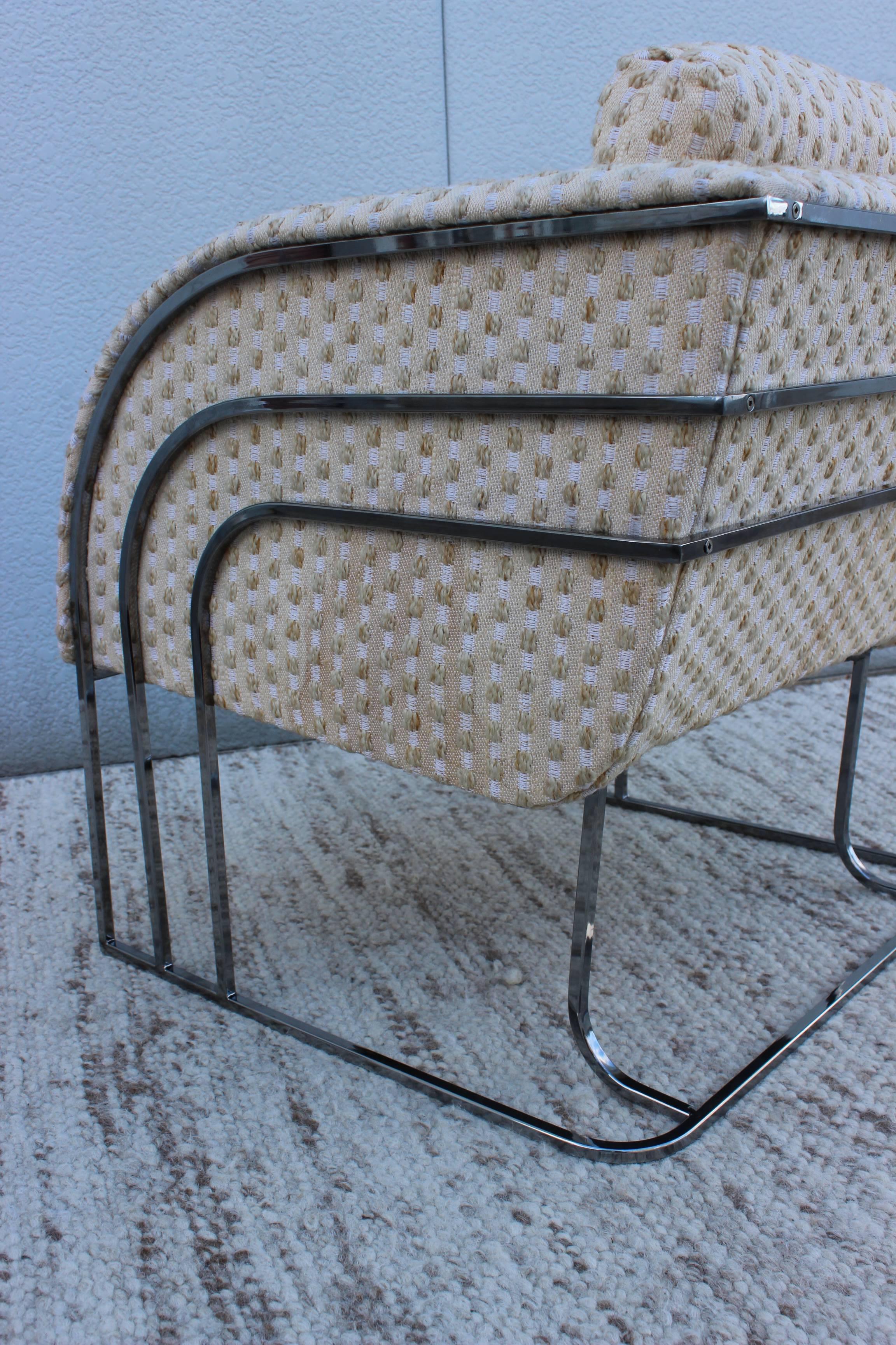 Upholstery Chrome Lounge Chair by George Mergenov for Weiman/Warren Lloyd
