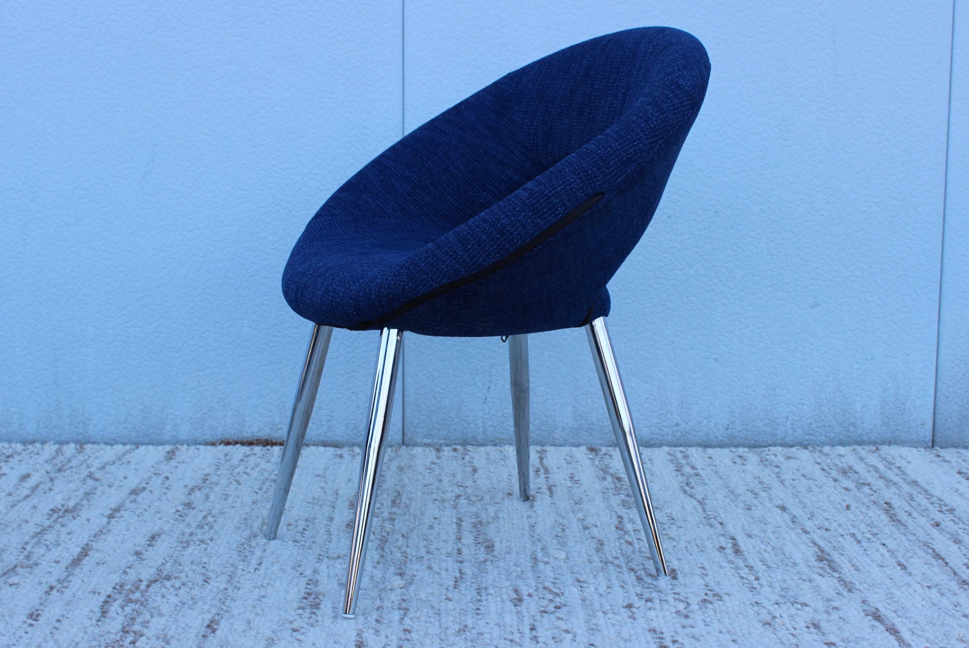 1970s French Chrome Saucer Chairs 1