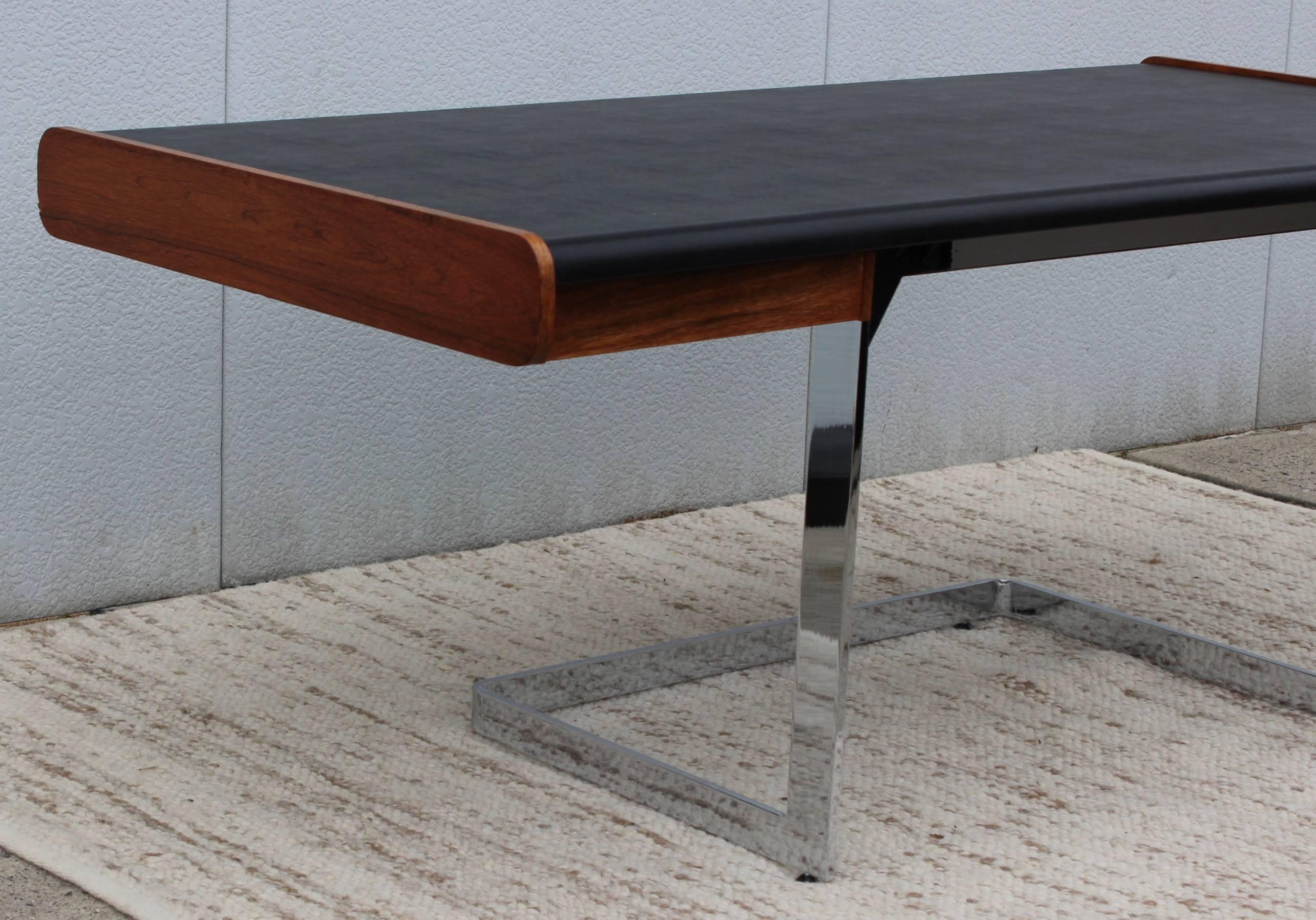 Canadian Ste Marie and Laurent Rosewood and Chrome Modernist Desk