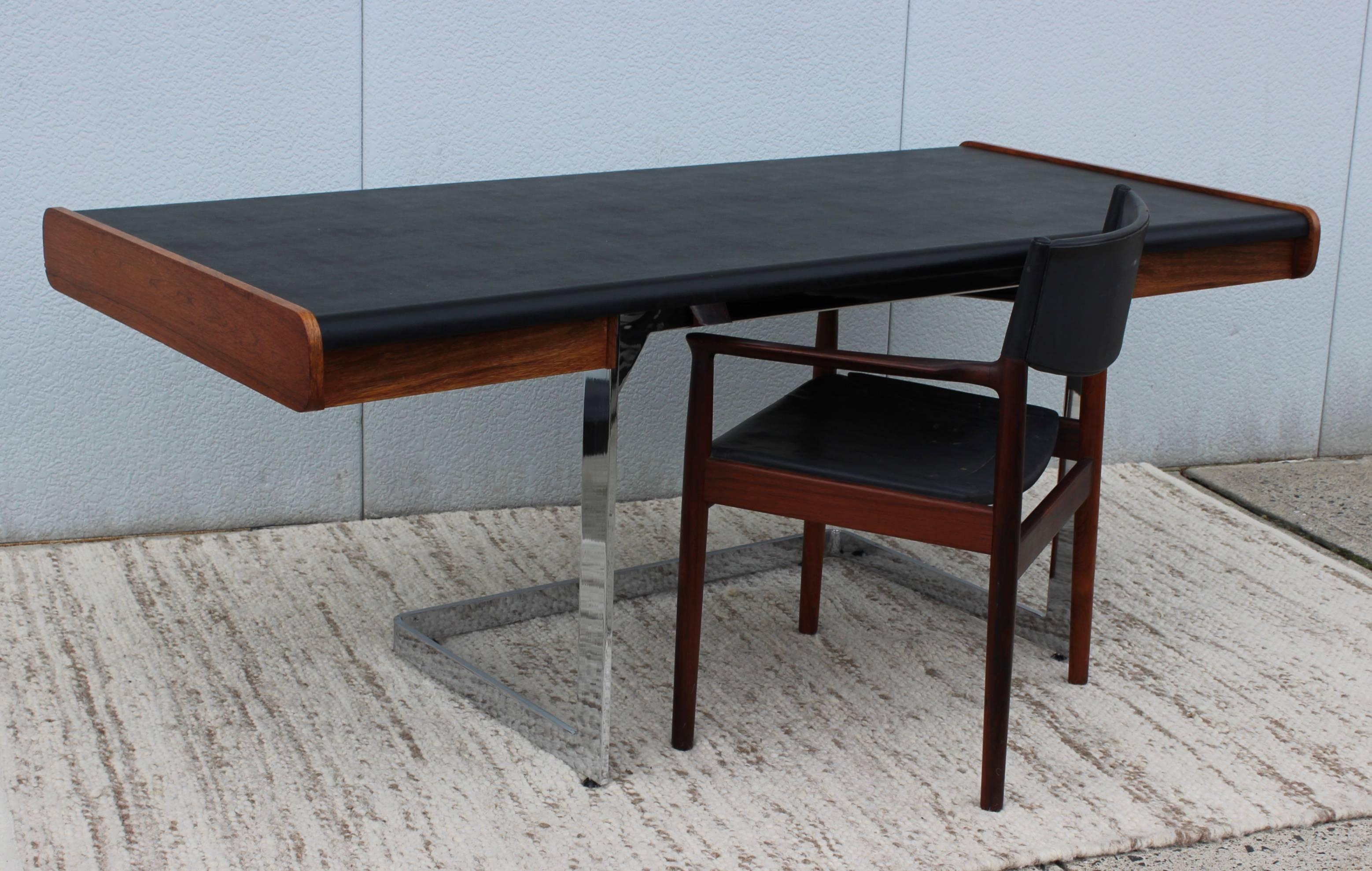 Ste Marie and Laurent Rosewood and Chrome Modernist Desk 2