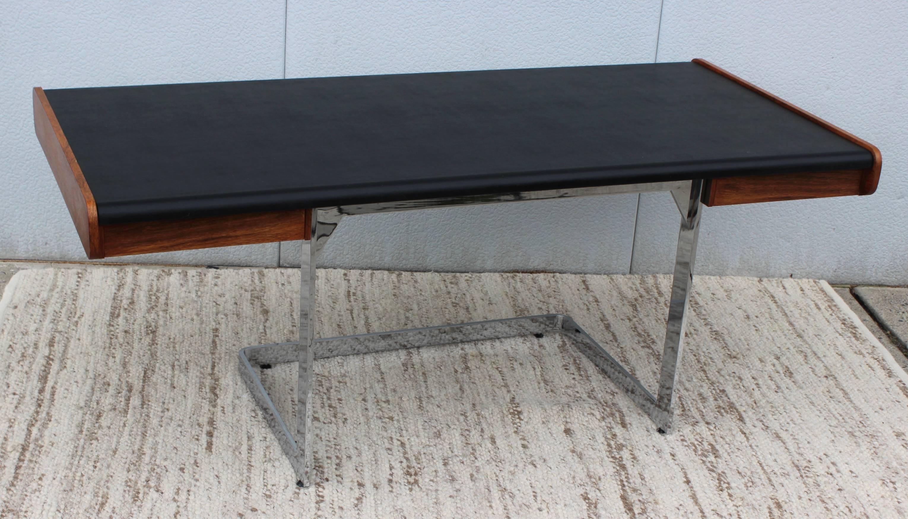 Ste Marie and Laurent Rosewood and Chrome Modernist Desk 1