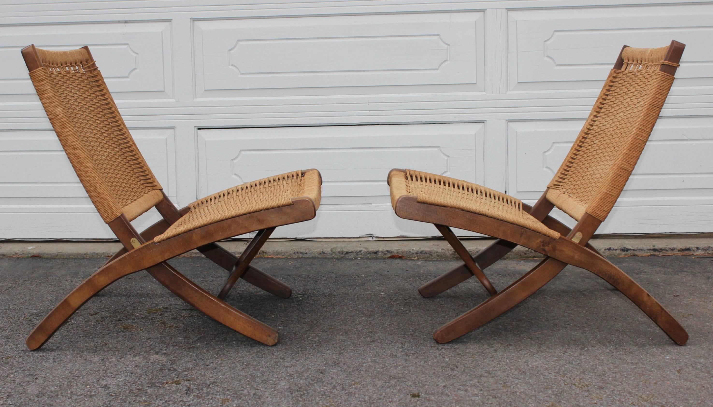 Mid-Century Modern 1960s Folding Rope Lounge Chairs