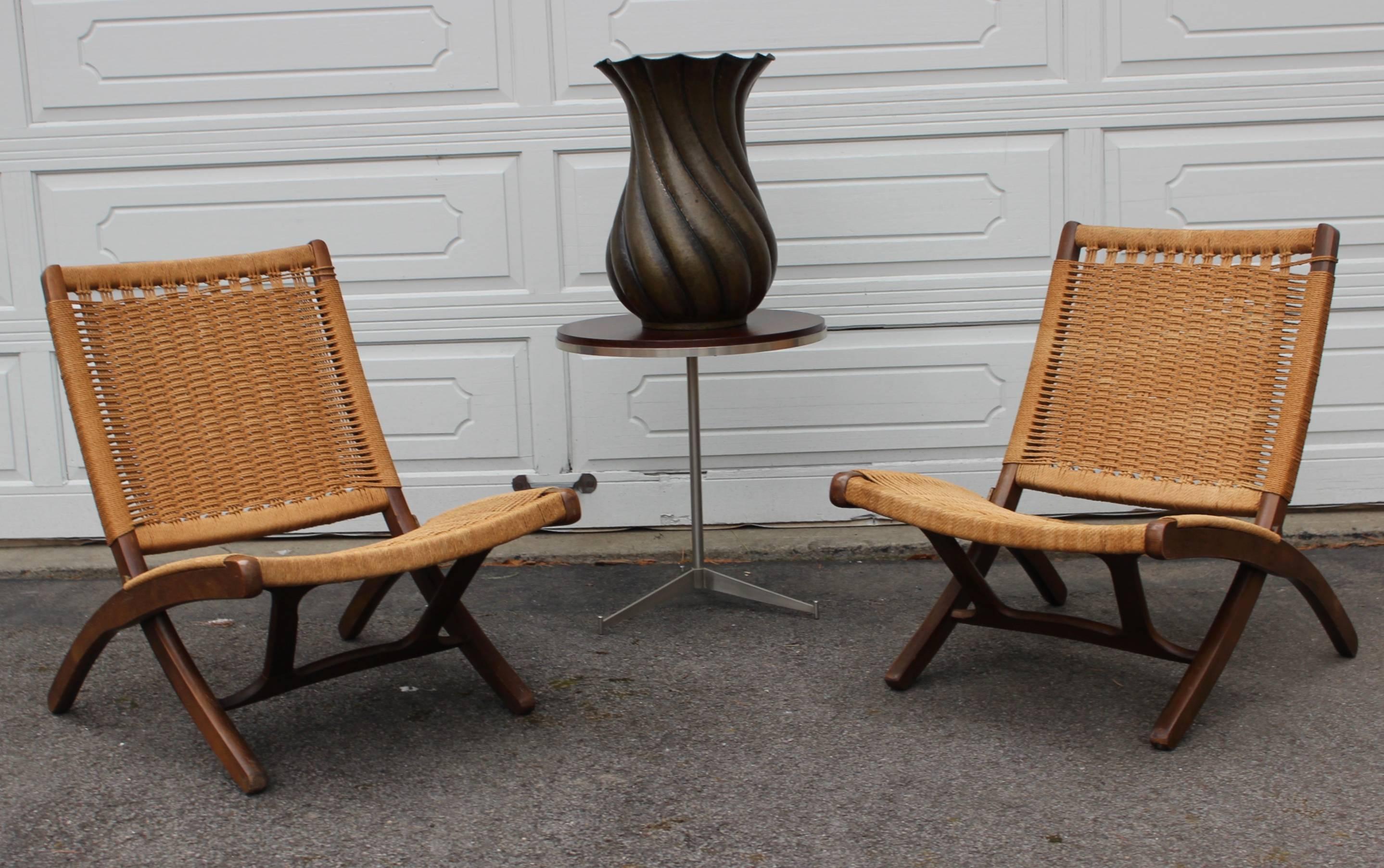 1960s Folding Rope Lounge Chairs In Good Condition In New York, NY