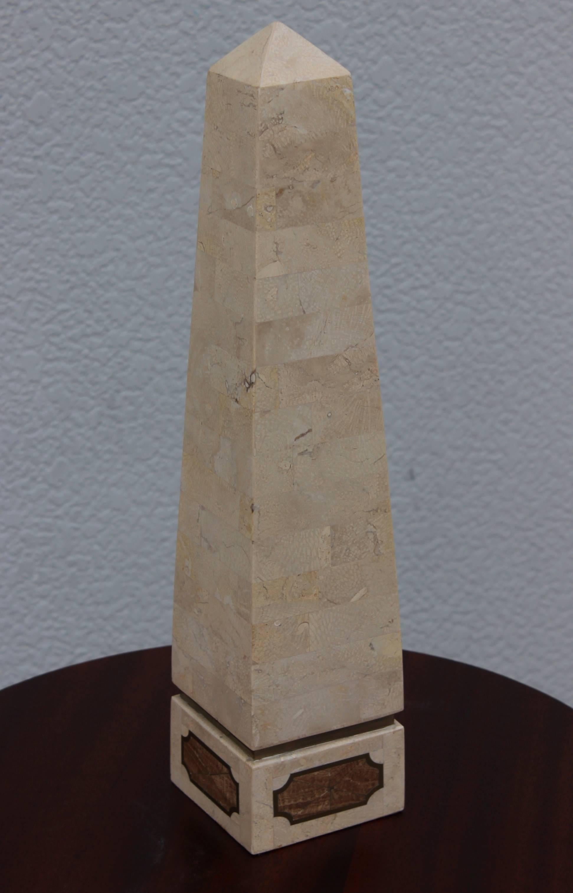 1970s Maitland Smith Style Tessellated Stone Obelisks For Sale 1