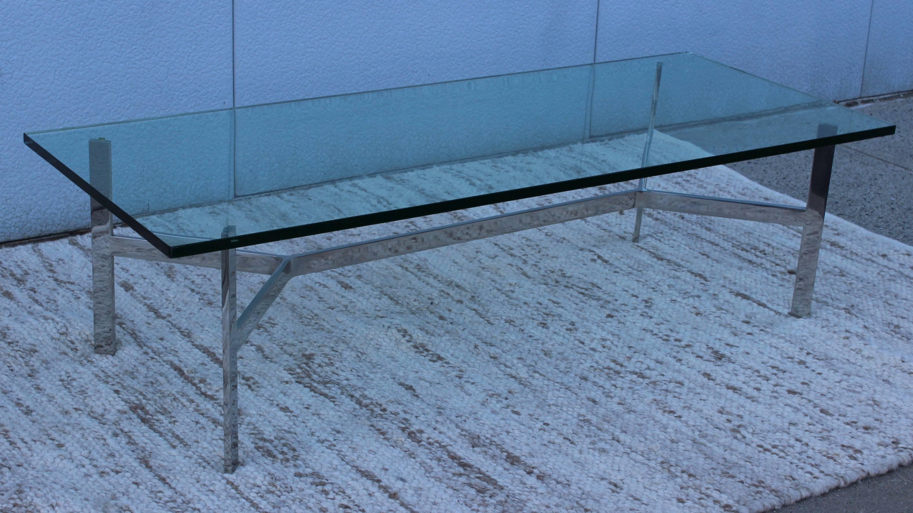 American 1970s Steel Base Large Coffee Table