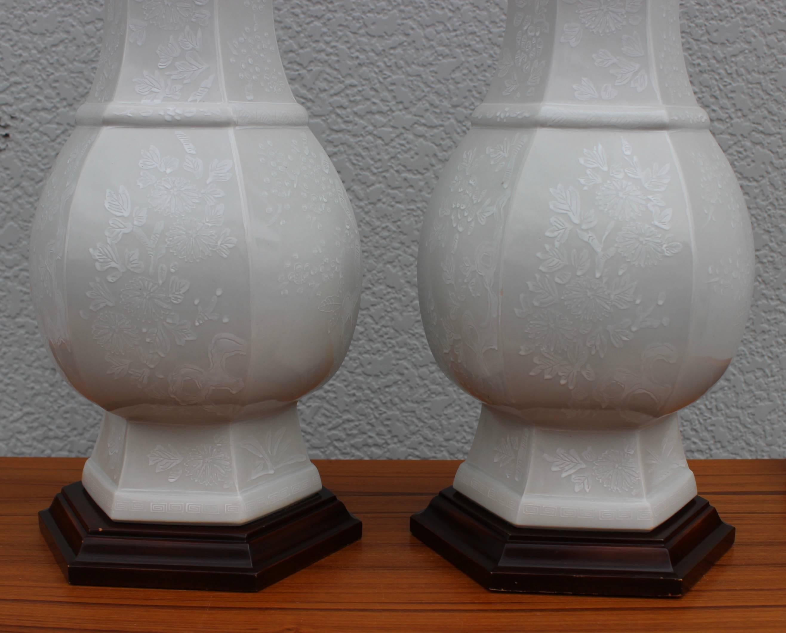 American Pair of Blanc De Chine Table Lamps by Marbro For Sale