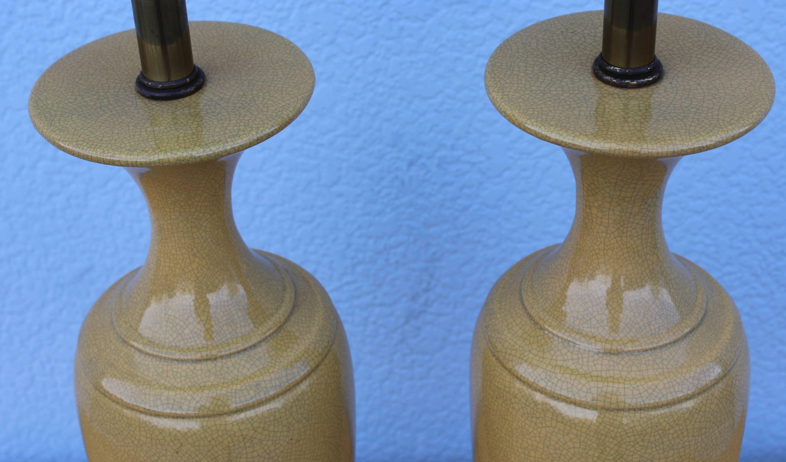 1960s Crackled Ceramic Table Lamps 1