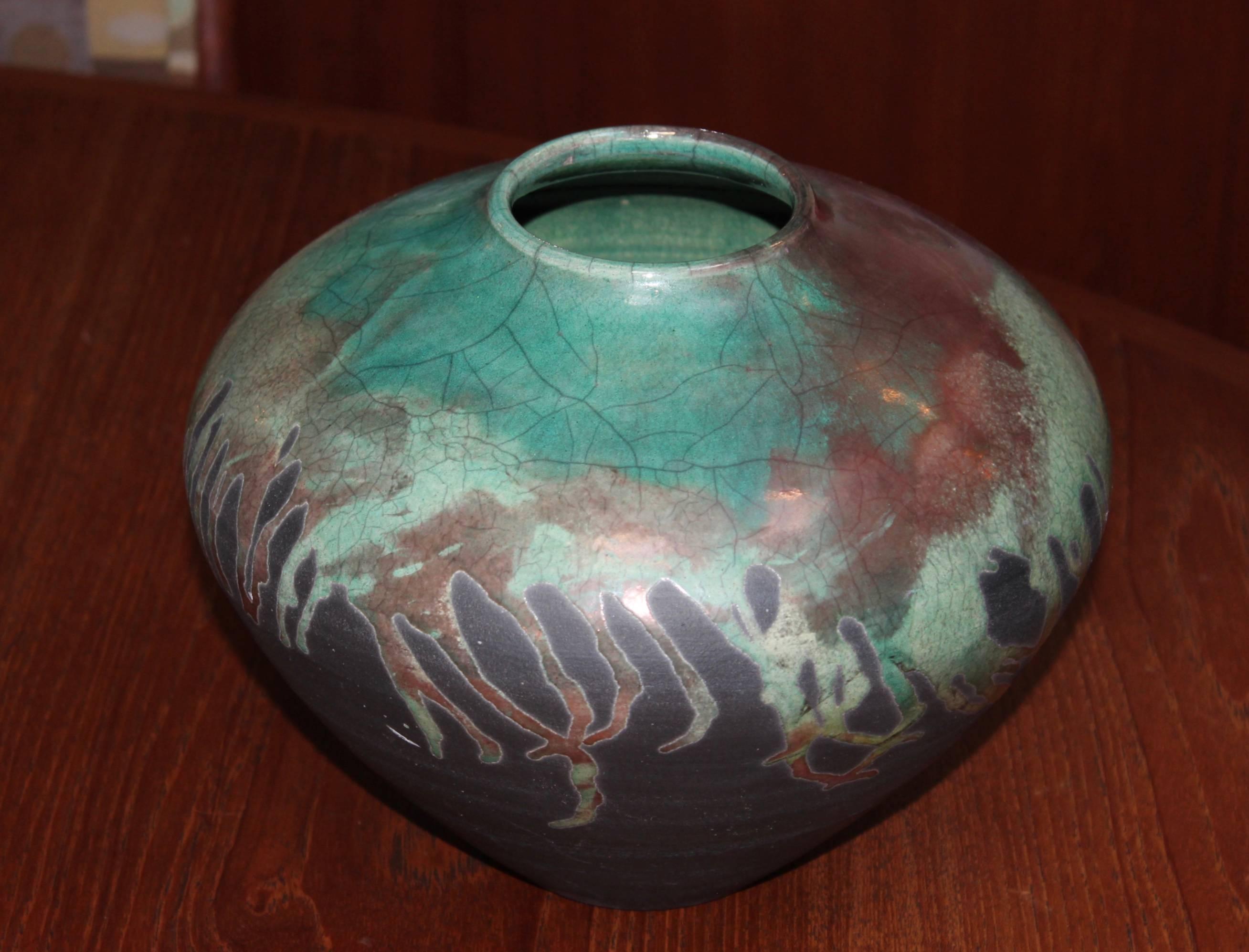 Mid-Century Modern Modern Raku Decorative Bowl