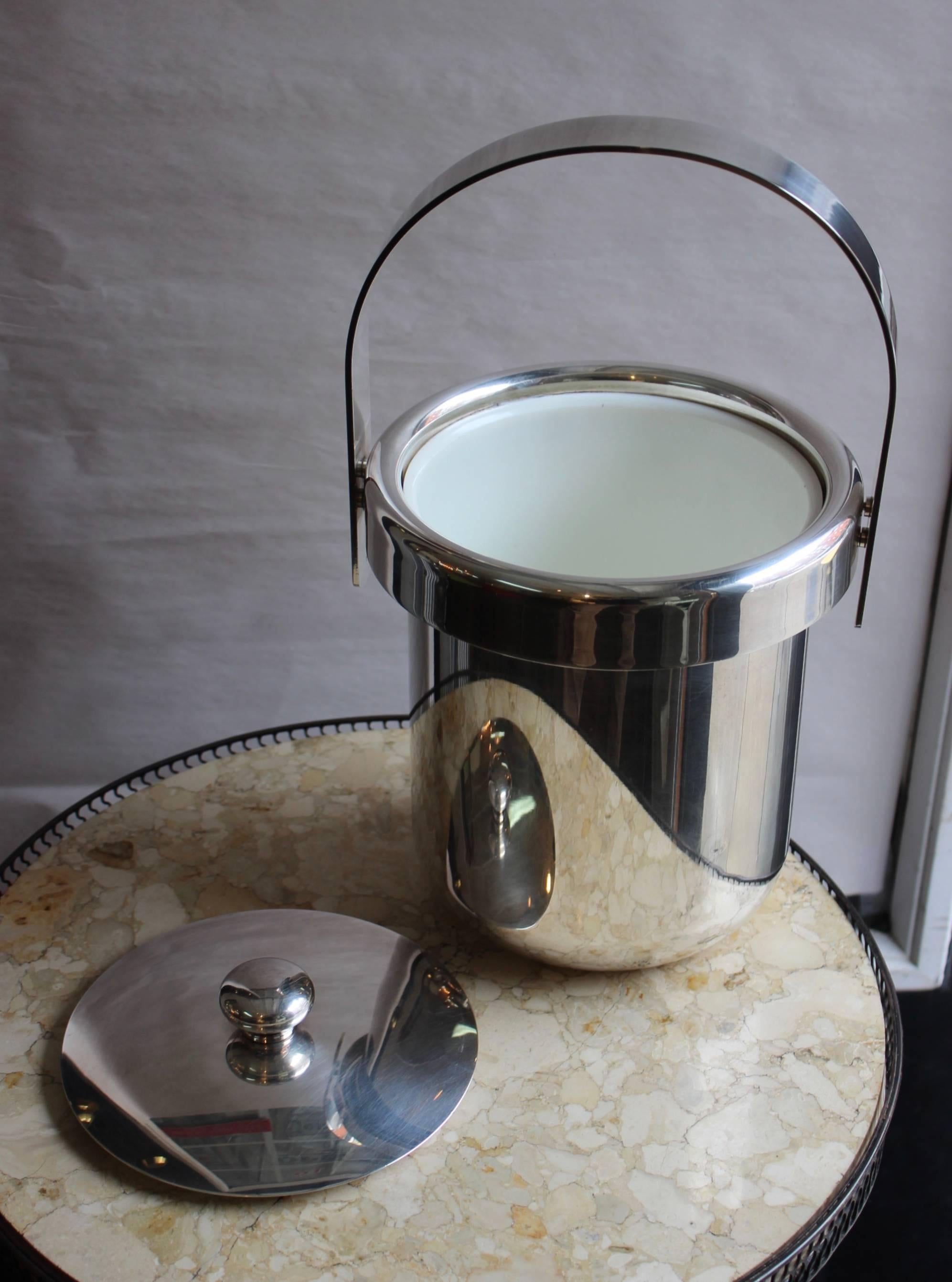 Mid-Century Modern 1960s Silver Plate Italian Ice Bucket by Argente