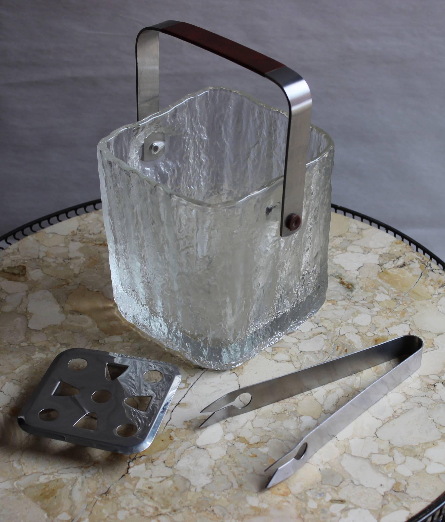 seau à glace en verre moderne des années 1960 par Hoya Japan.