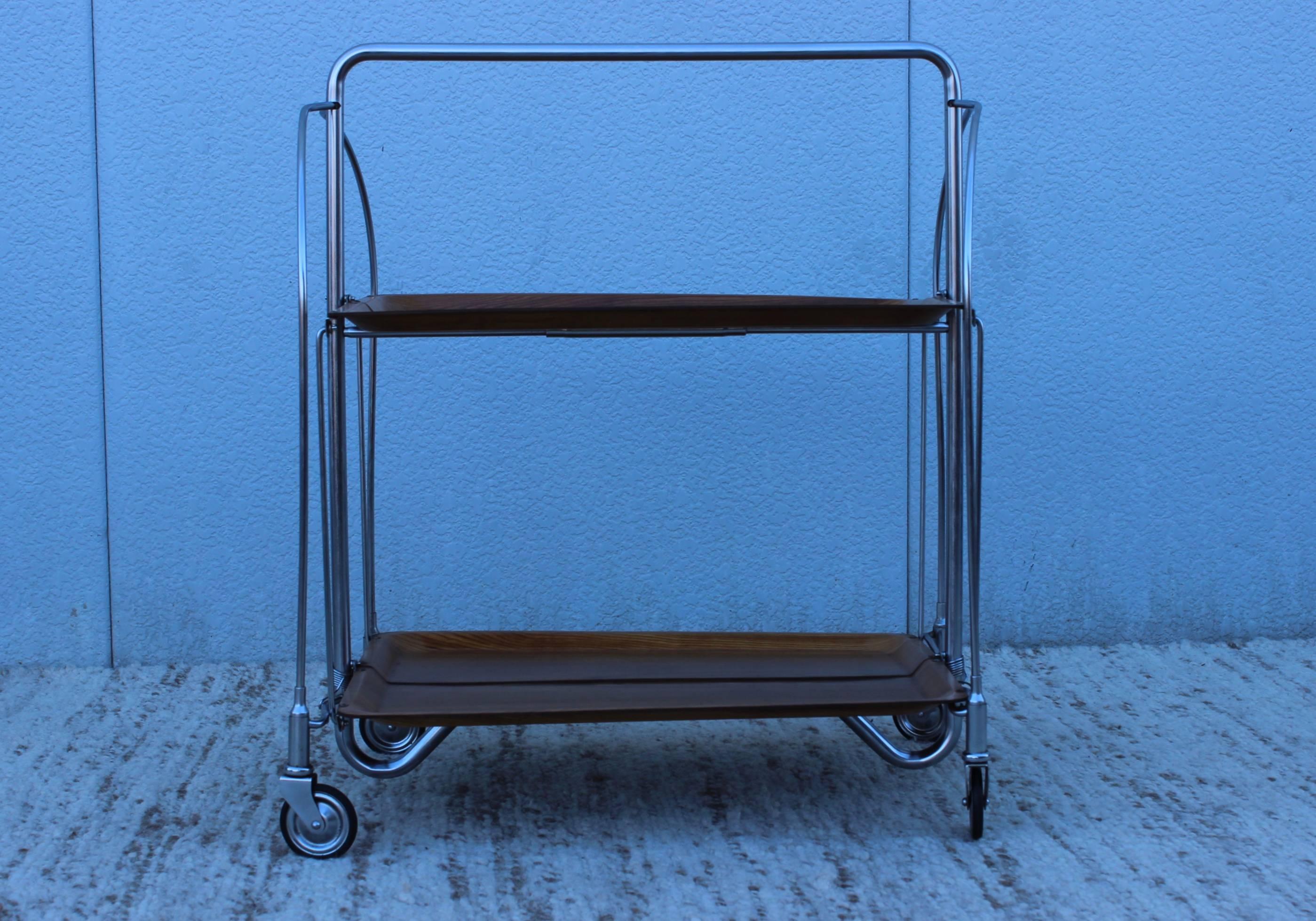 Mid-Century Modern 1970s Modern Folding Tea Cart