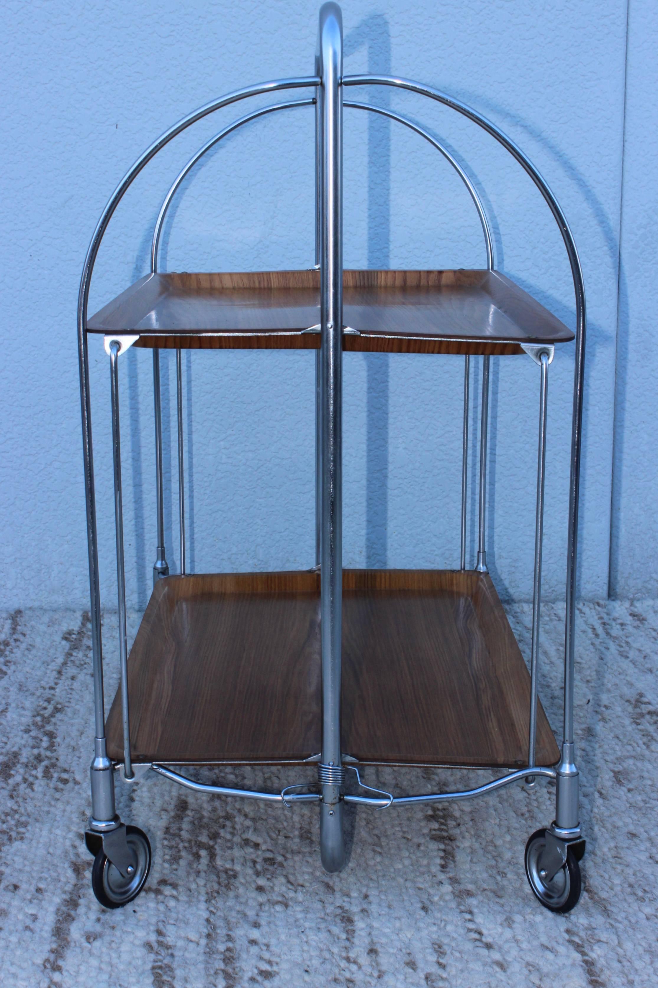 20th Century 1970s Modern Folding Tea Cart