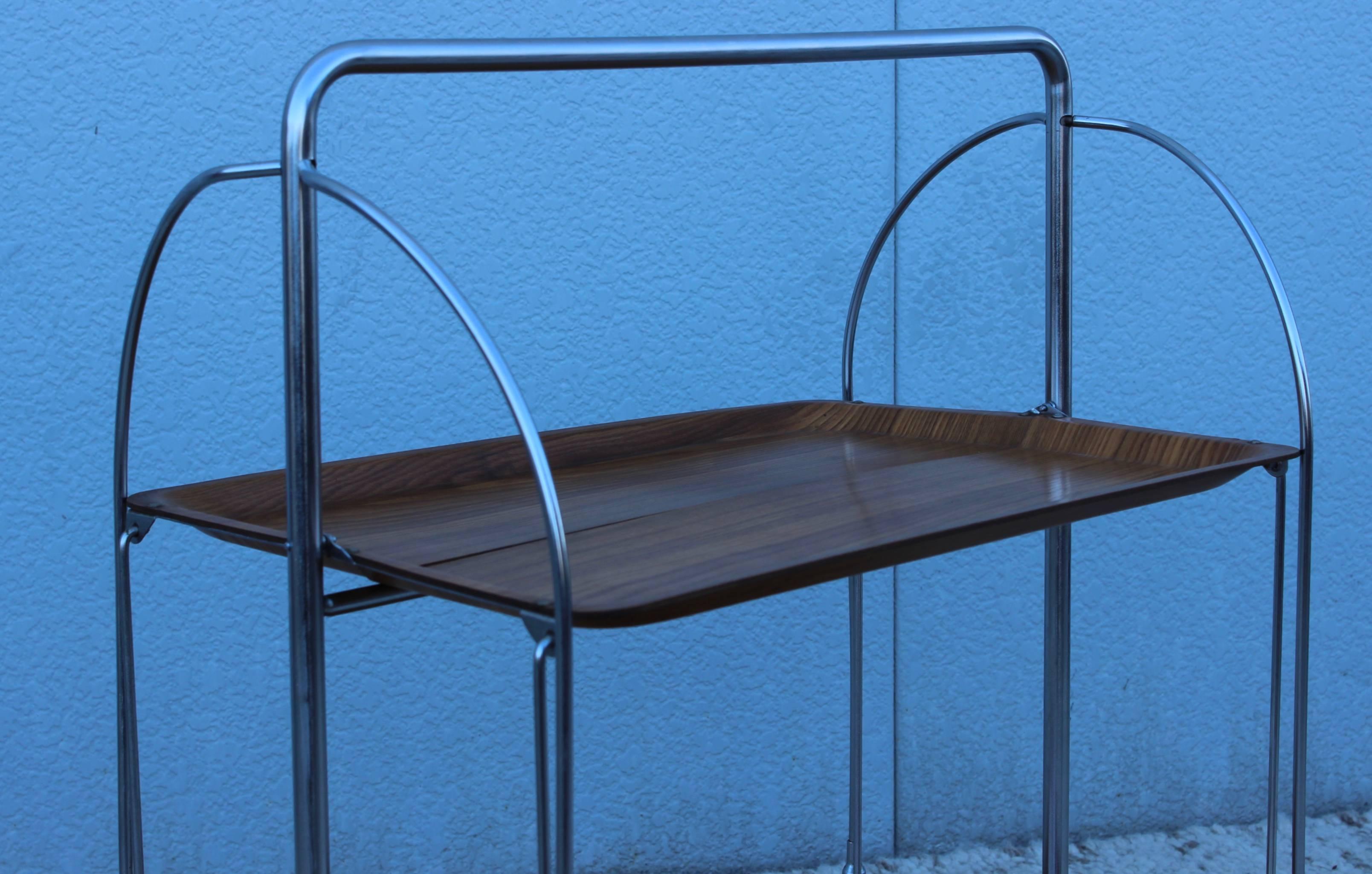 Chrome 1970s Modern Folding Tea Cart