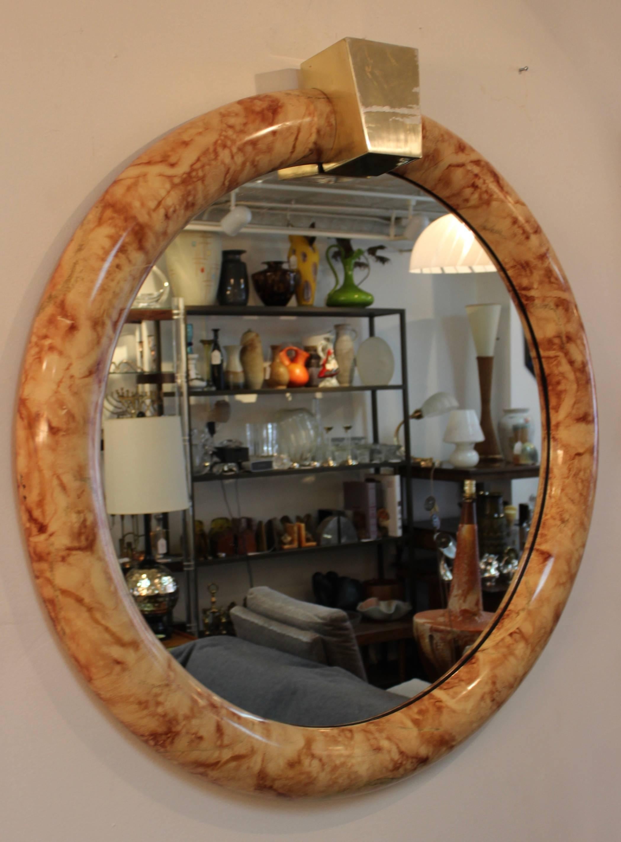 1980s Karl Springer style mirror.