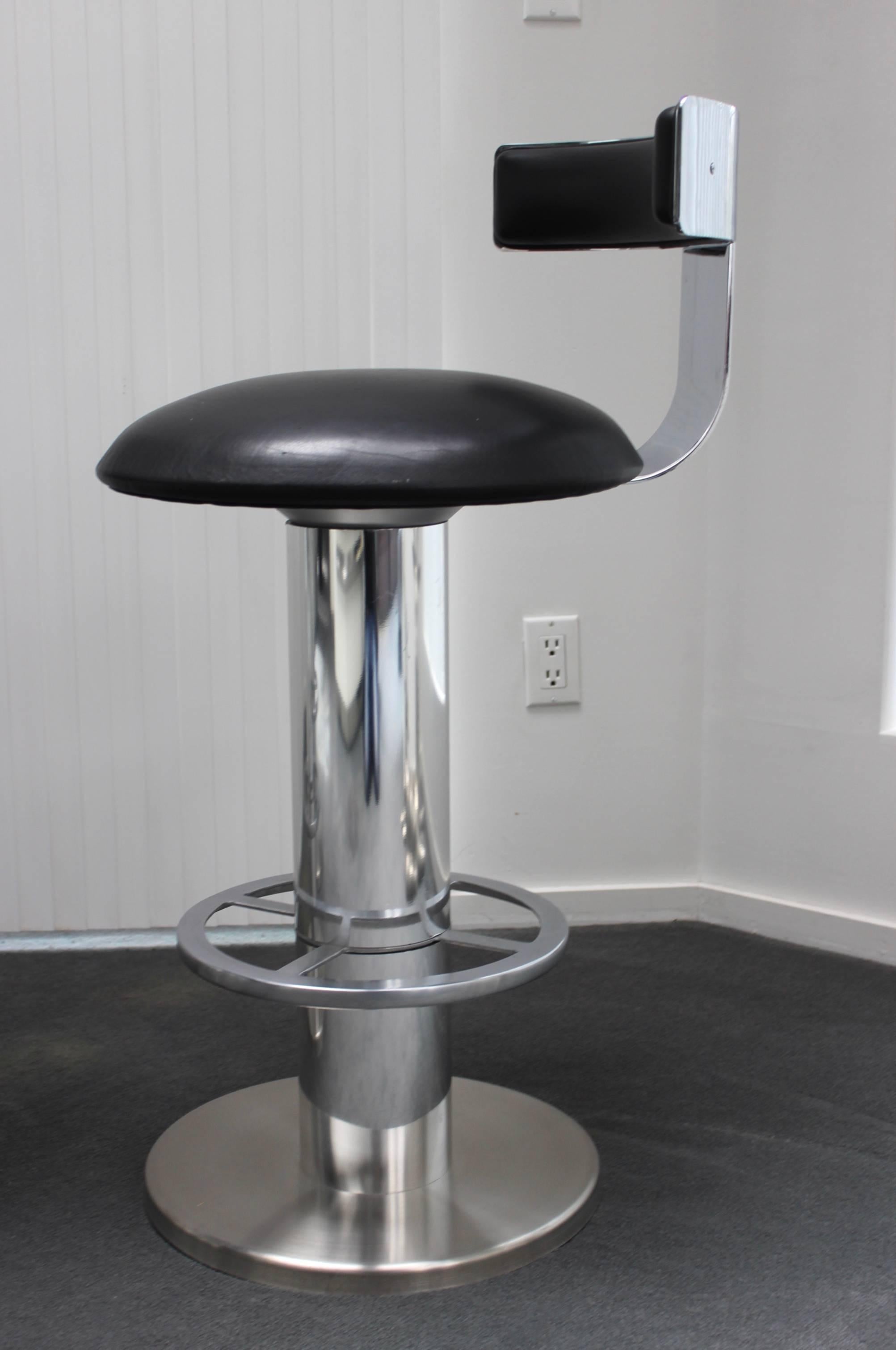 American Designs for Leisure Chrome and Leather Bar Stools