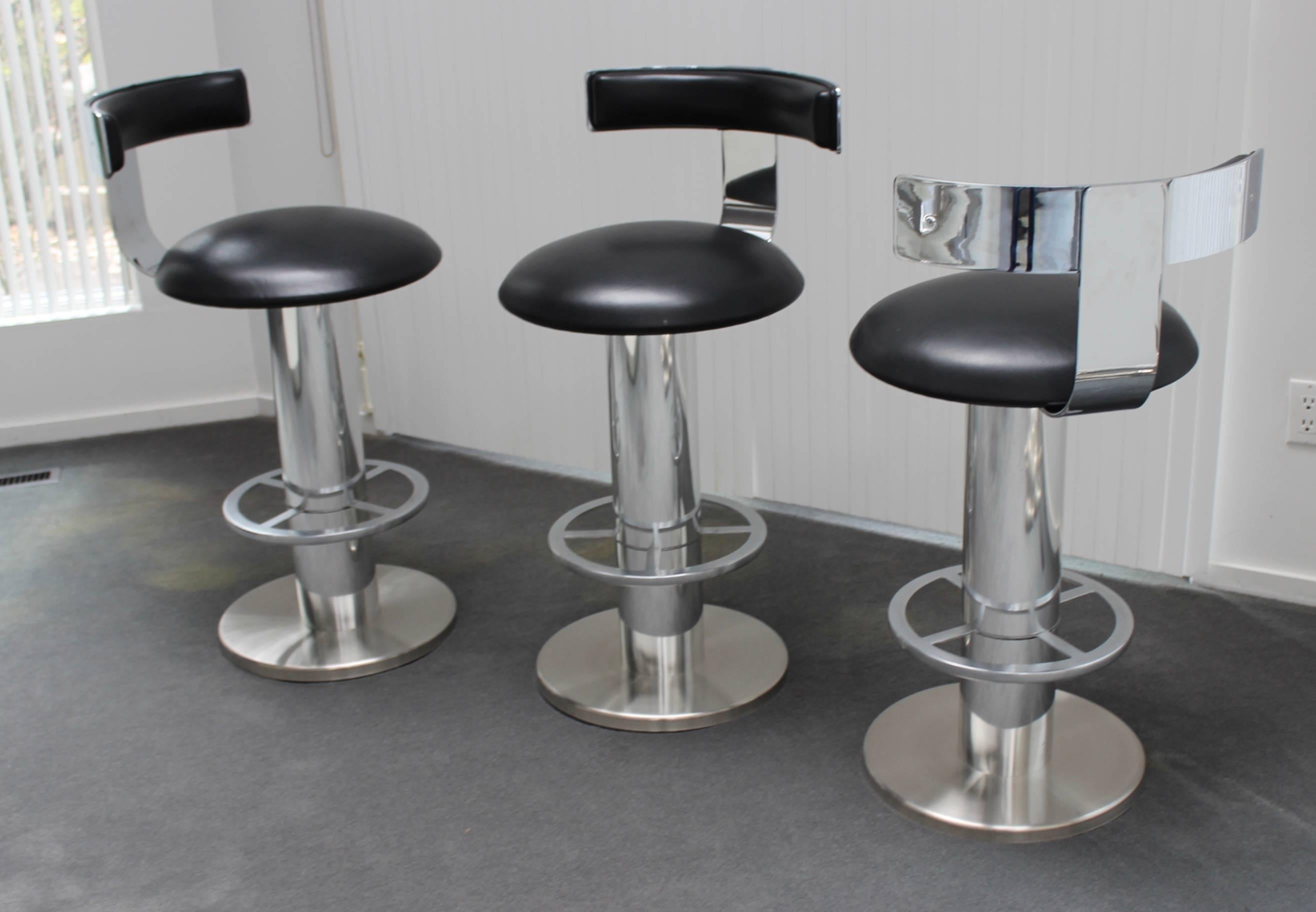 Steel Designs for Leisure Chrome and Leather Bar Stools