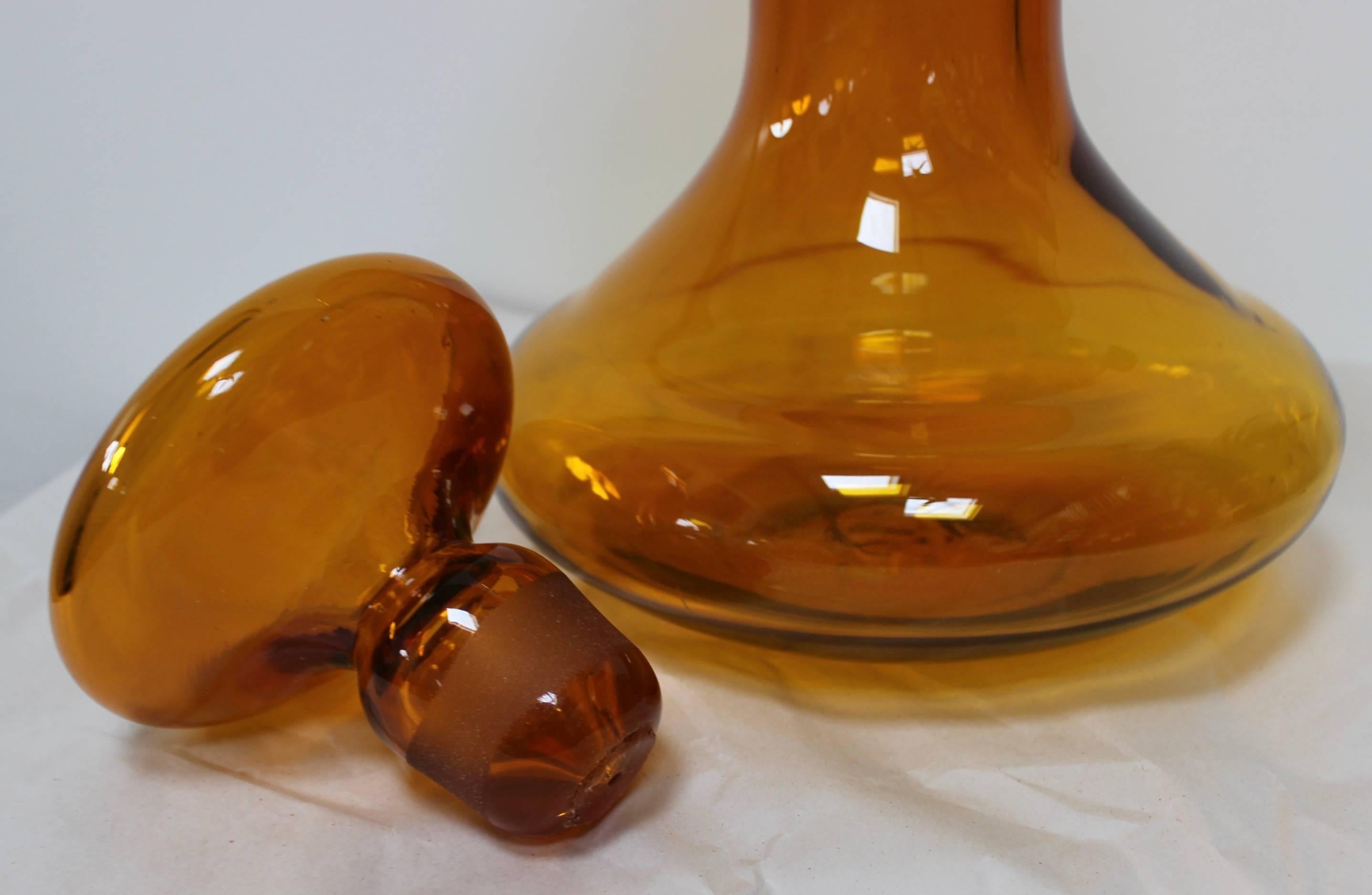 Mid-Century Modern 1960s Blenko Glass Bottle with Stopper