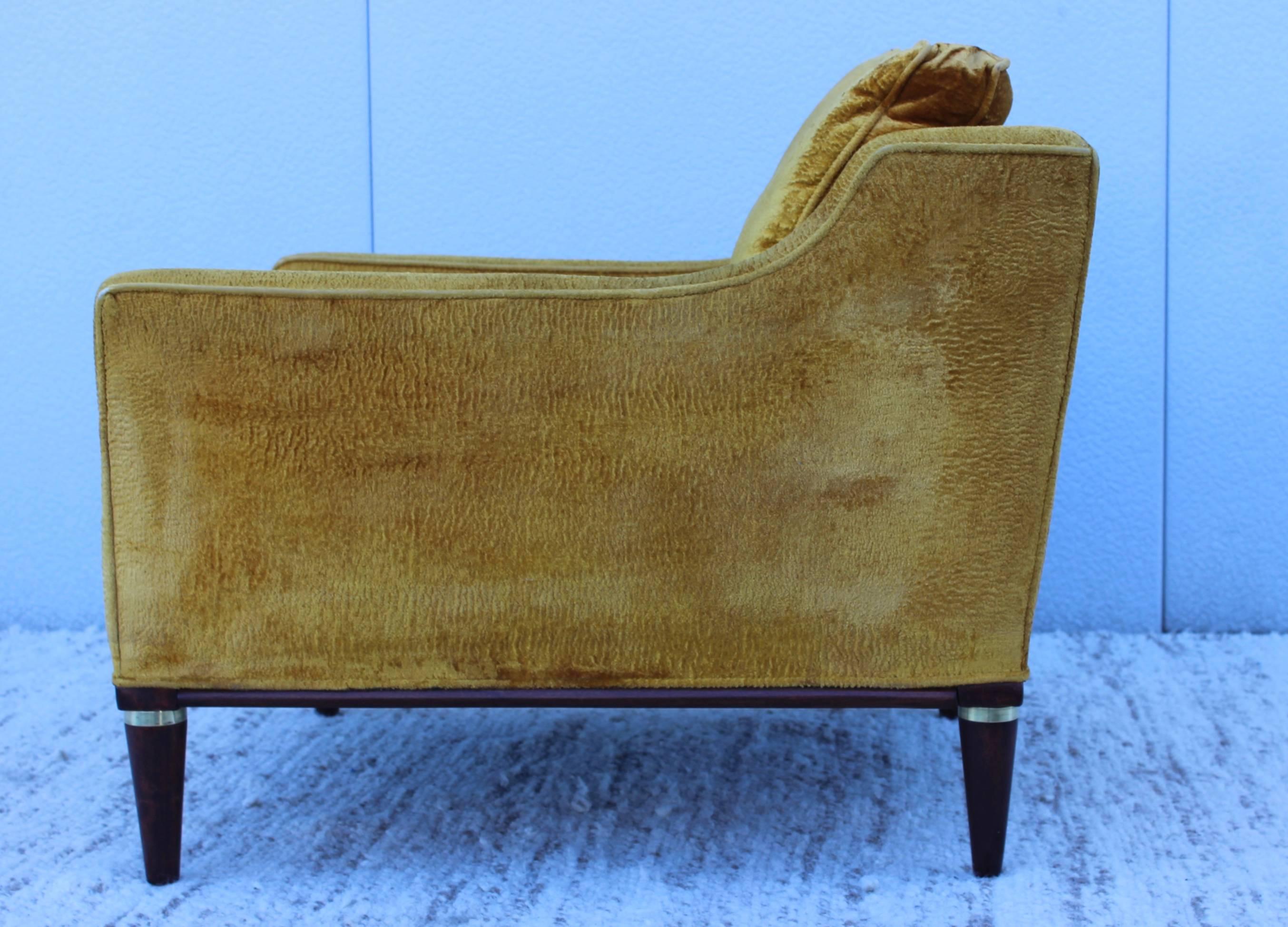 Brass Mid-Century Modern Low Back Lounge Chairs