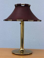 Swedish Brass with Leather Shade Table Lamp by Ateljé Lyktan