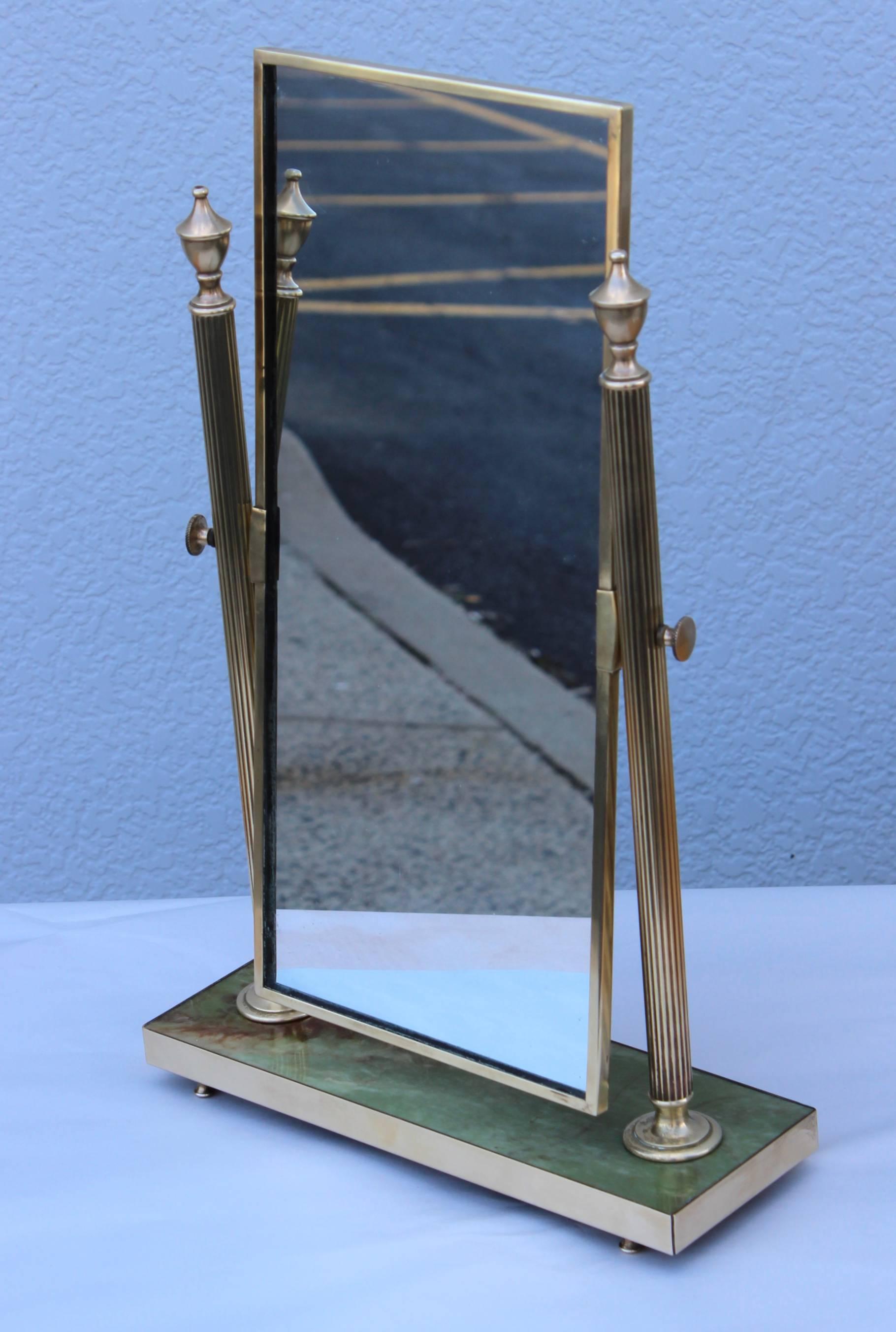 1950s English brass vanity mirror by Peerage, England.