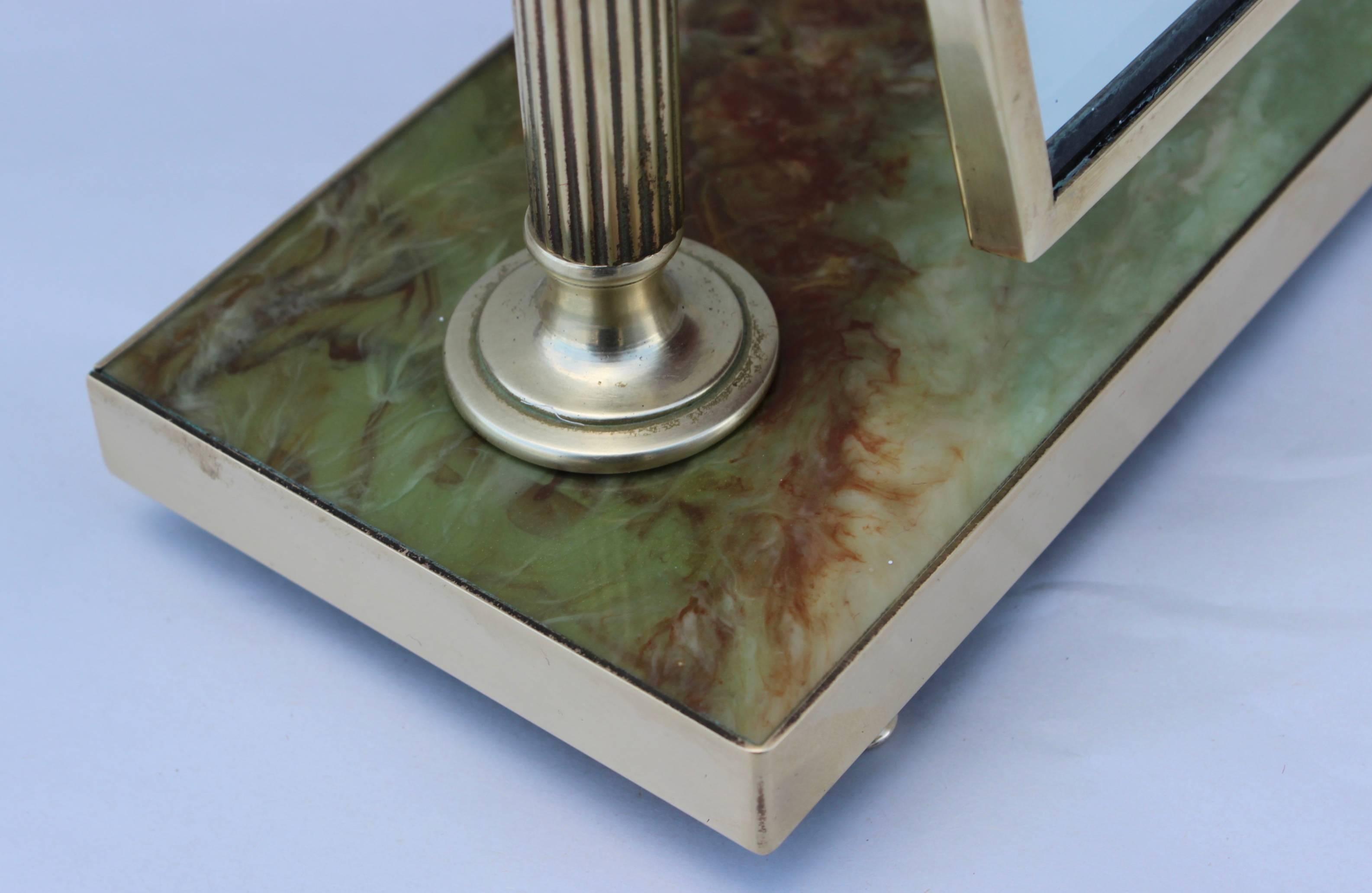 American 1950s English Brass Vanity Mirror by Peerage