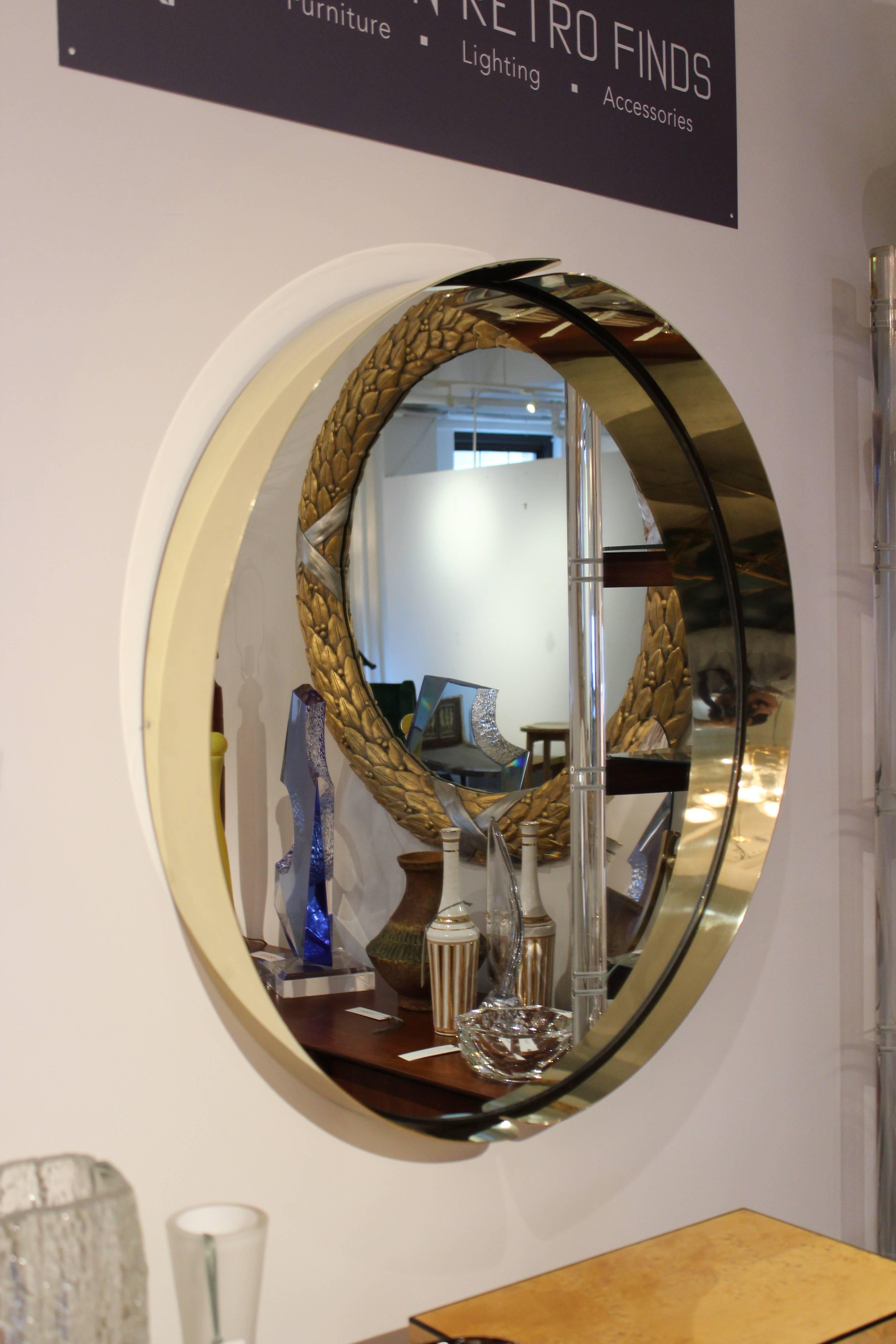 Mid-Century Modern Italian Brass Mirror 5