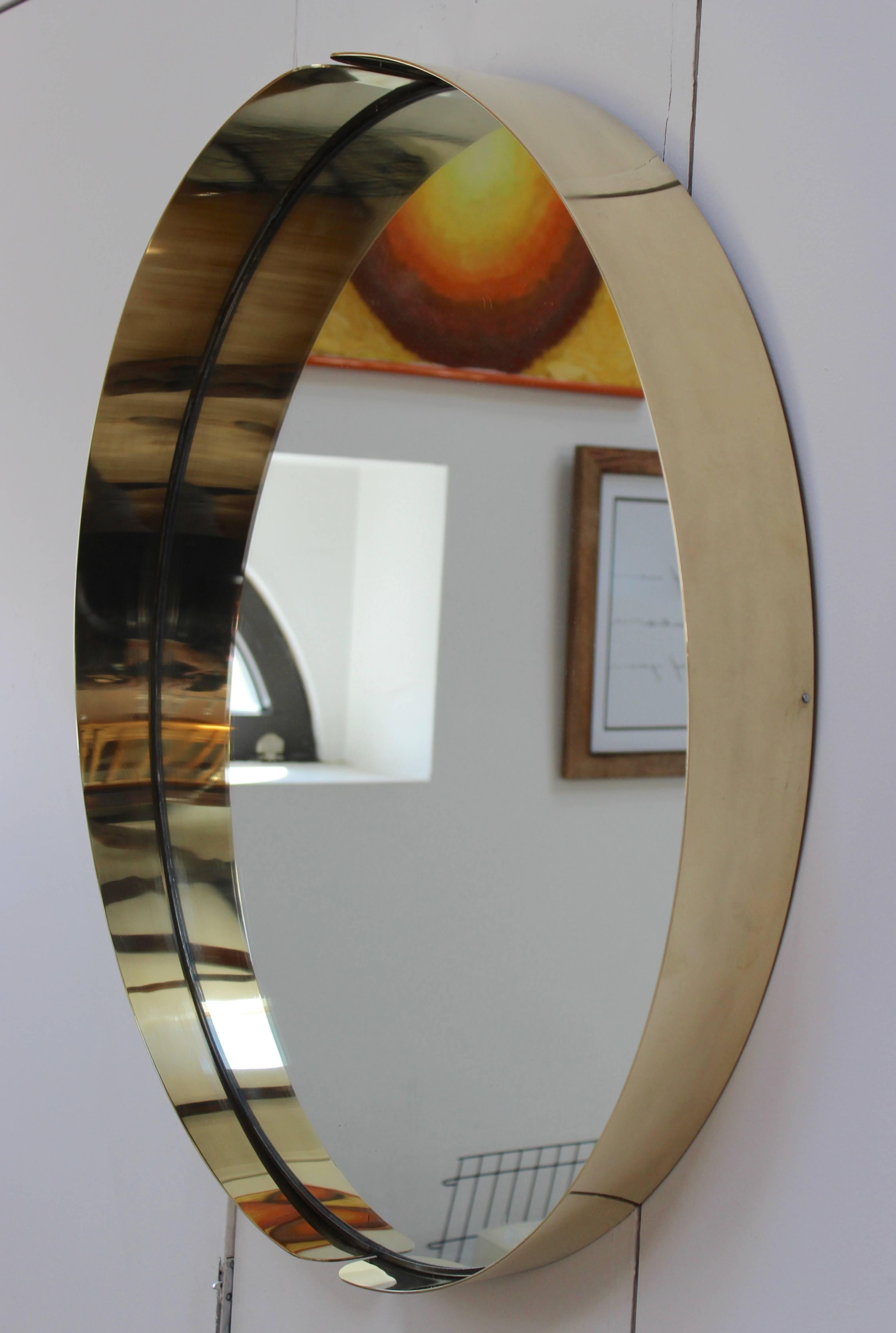 Mid-Century Modern Italian Brass Mirror In Good Condition In New York, NY