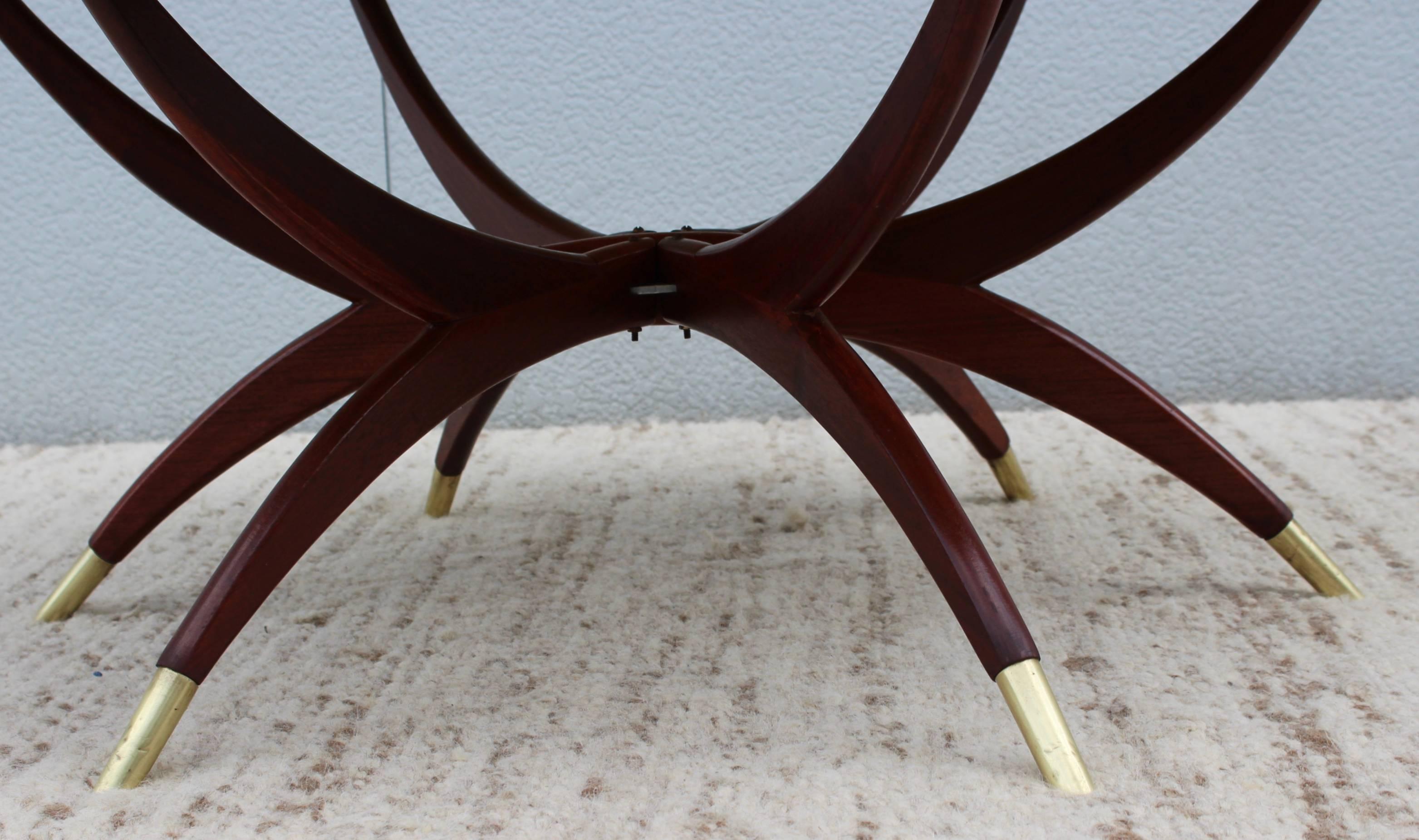 Spider Base Coffee Table with Brass Tray Top 1