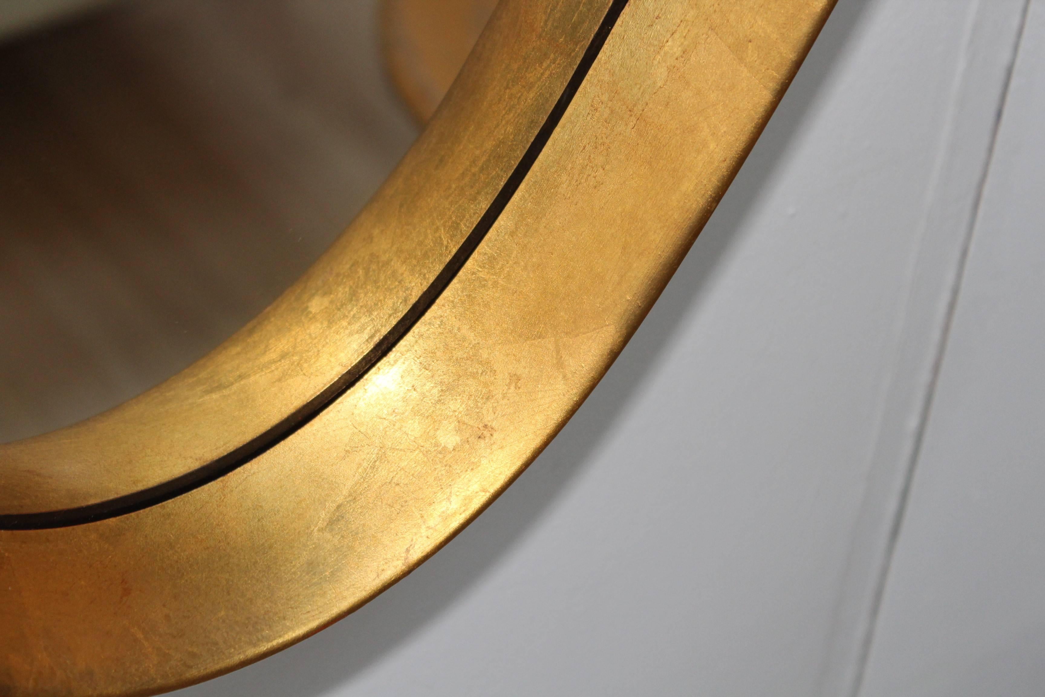 20th Century Mid-Century Modern Gold Leaf Oval Mirror