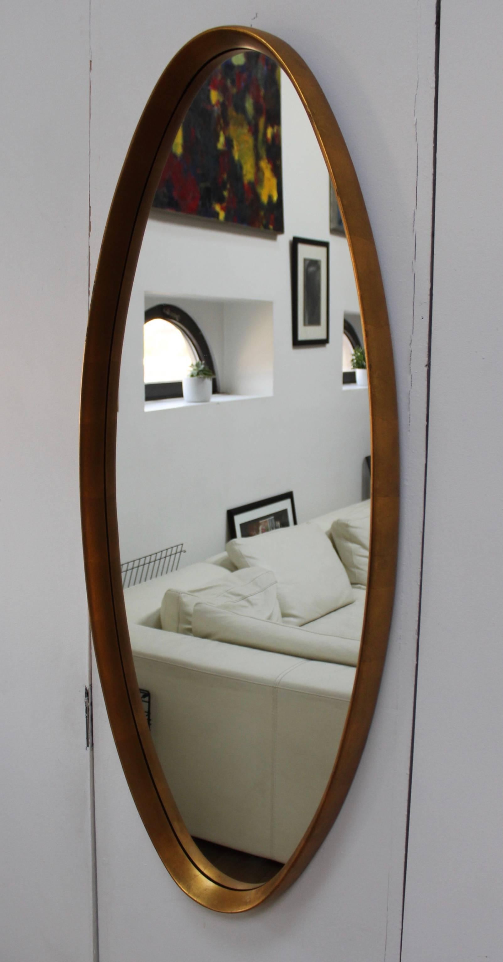 Mid-Century Modern Gold Leaf Oval Mirror 2