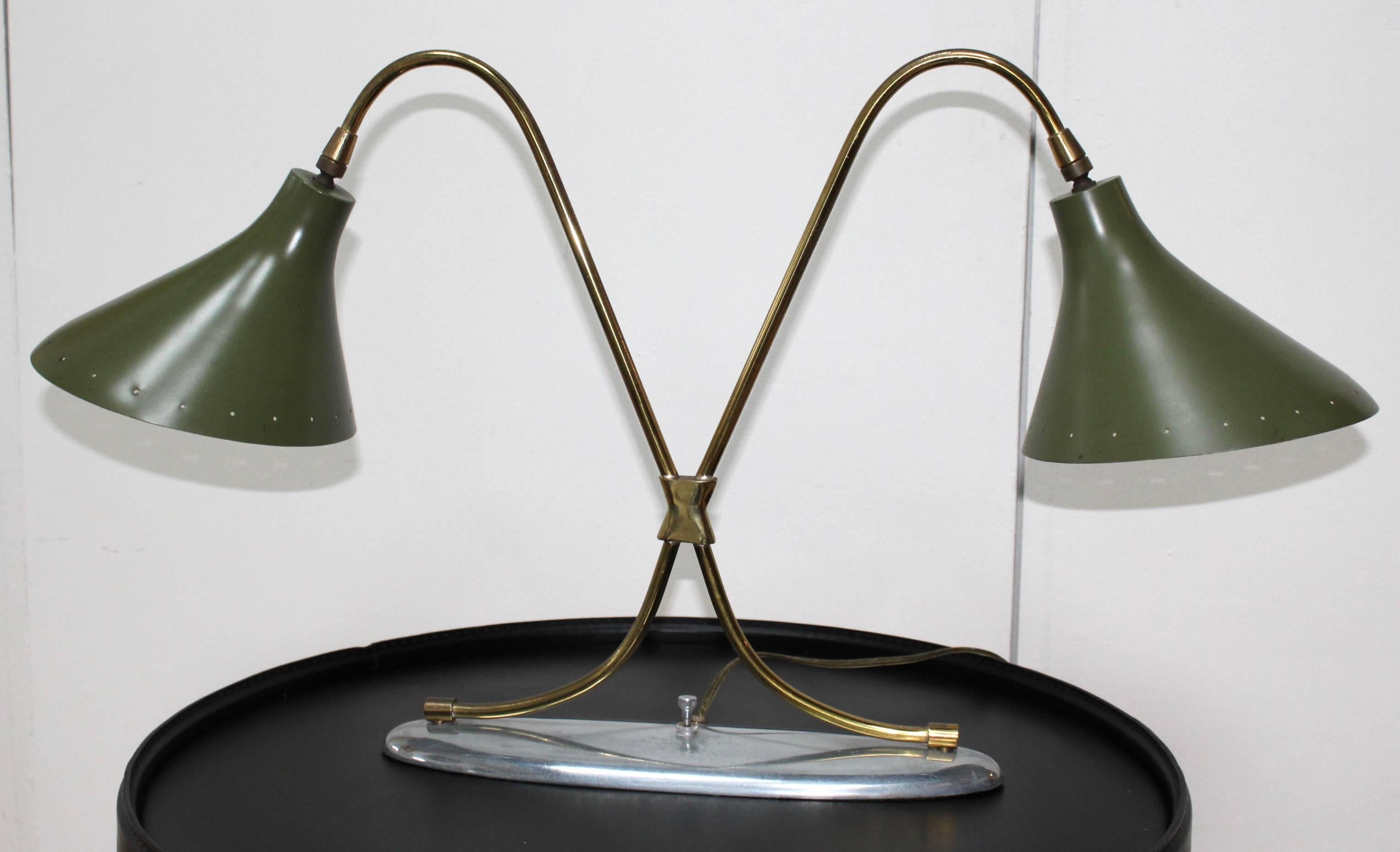 Metal Mid-Century Modern Double Shade Lamp by Laurel