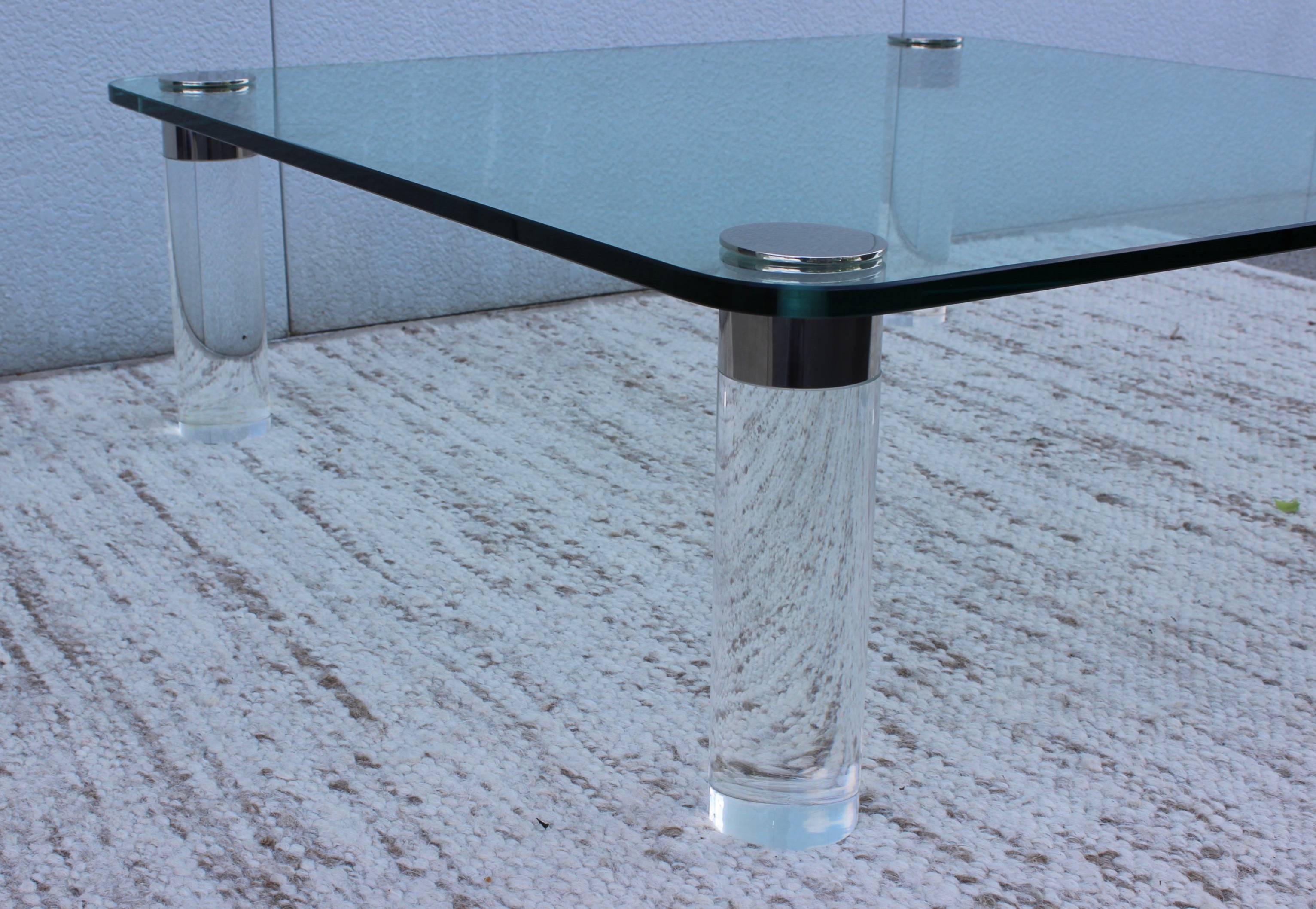Glass 1970s Oversize Lucite Coffee Table