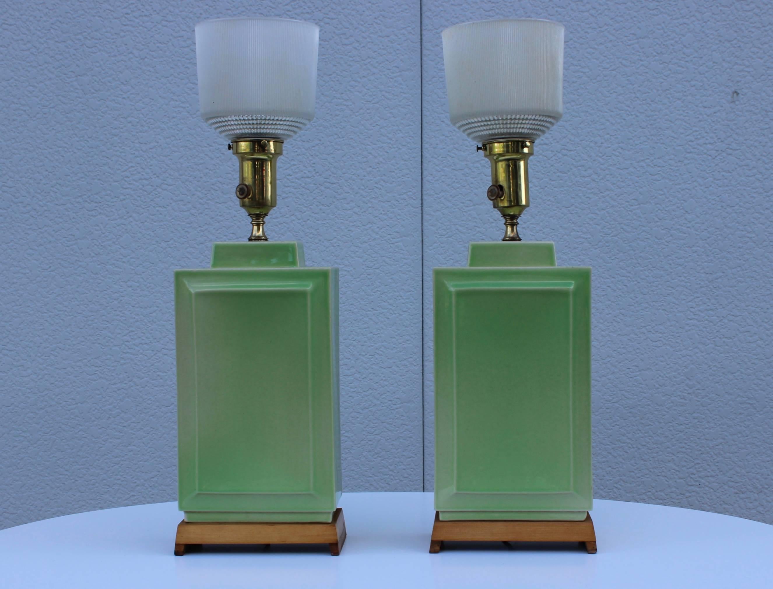 Art Deco 1940s Ceramic Table Lamps By Lightolier