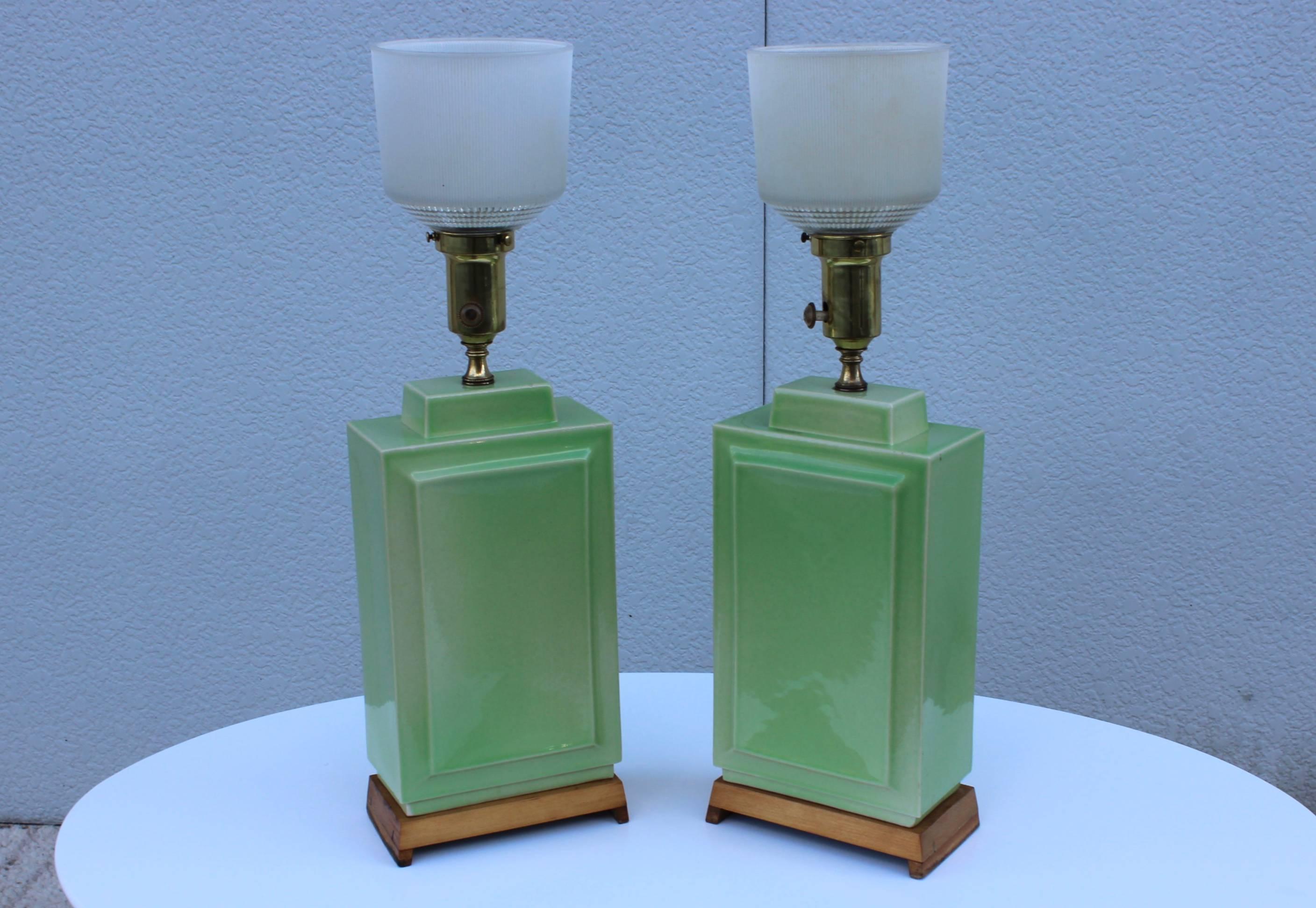 American 1940s Ceramic Table Lamps By Lightolier
