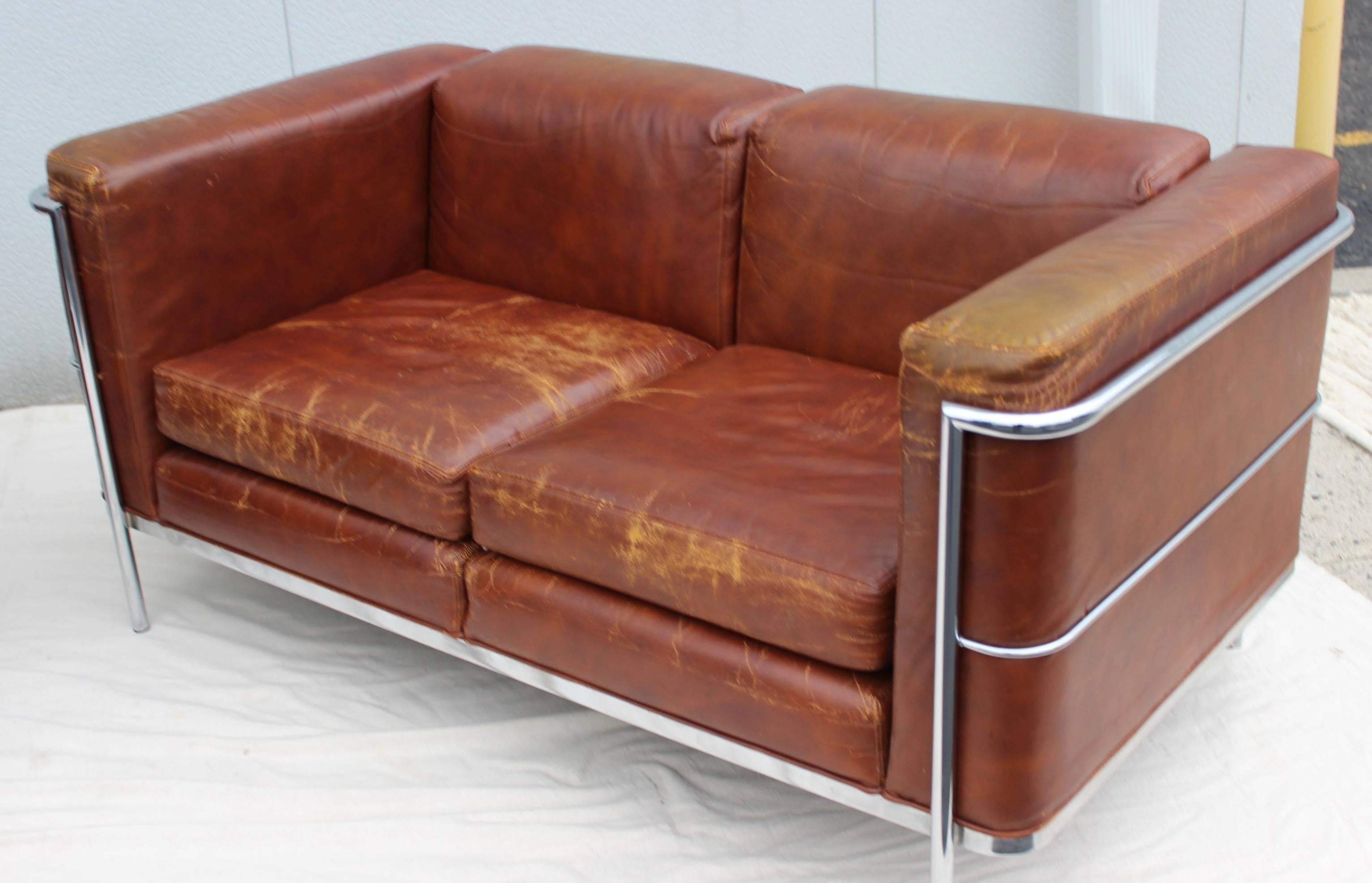20th Century Jack Cartwright Leather and Chrome Loveseats