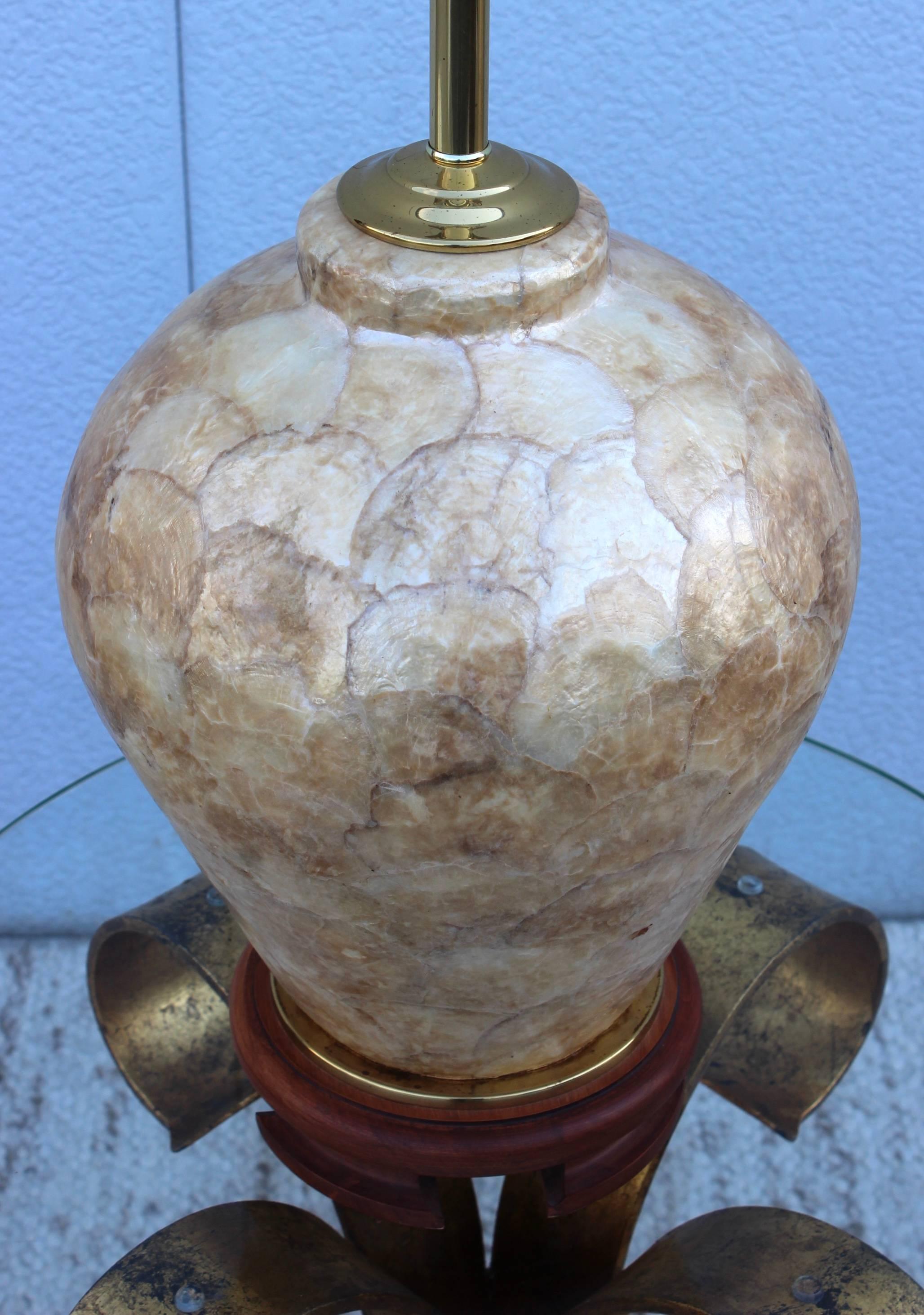 vintage capiz shell table lamp