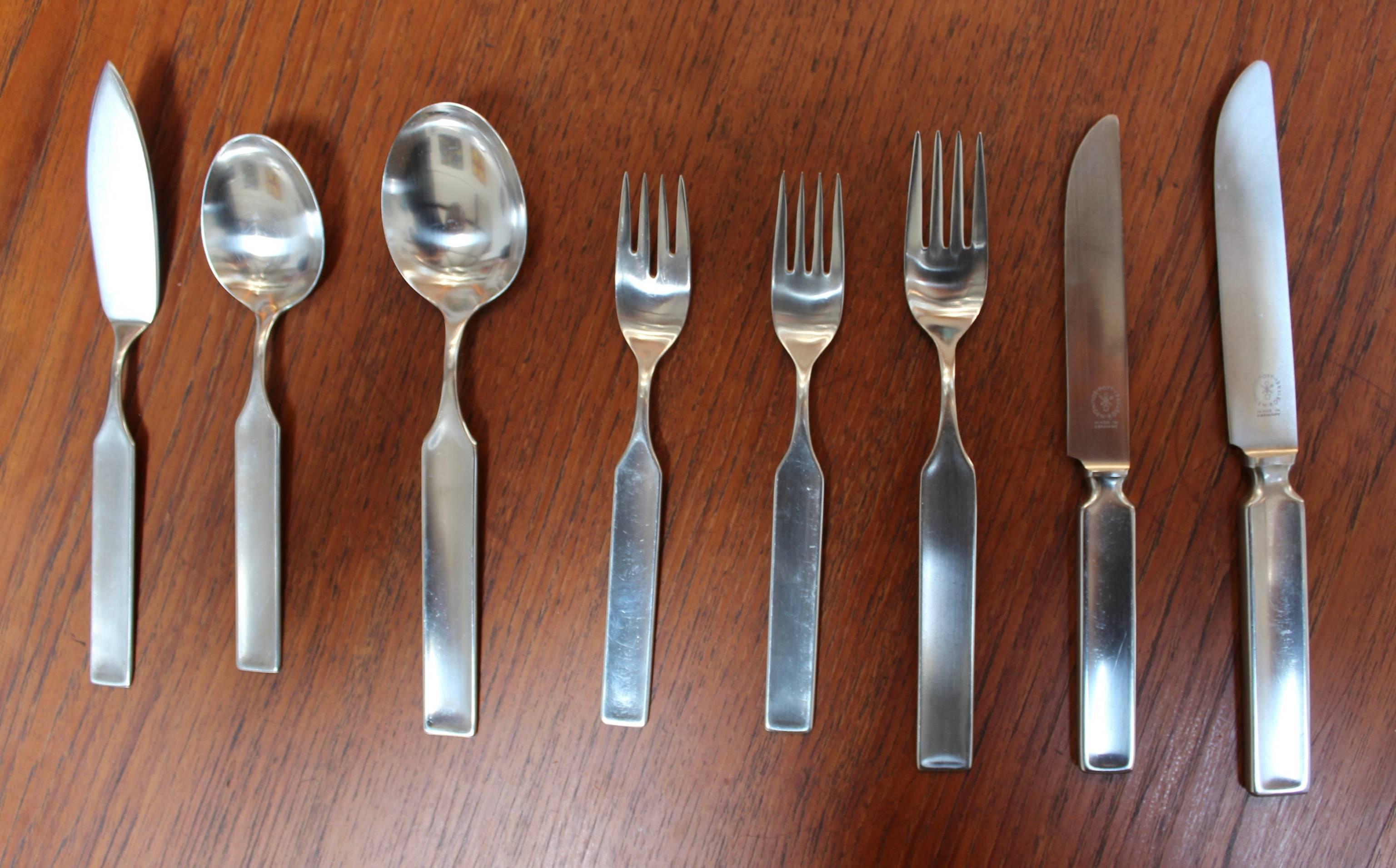 German C. Hugo Pott Modern Flatware Service for 12