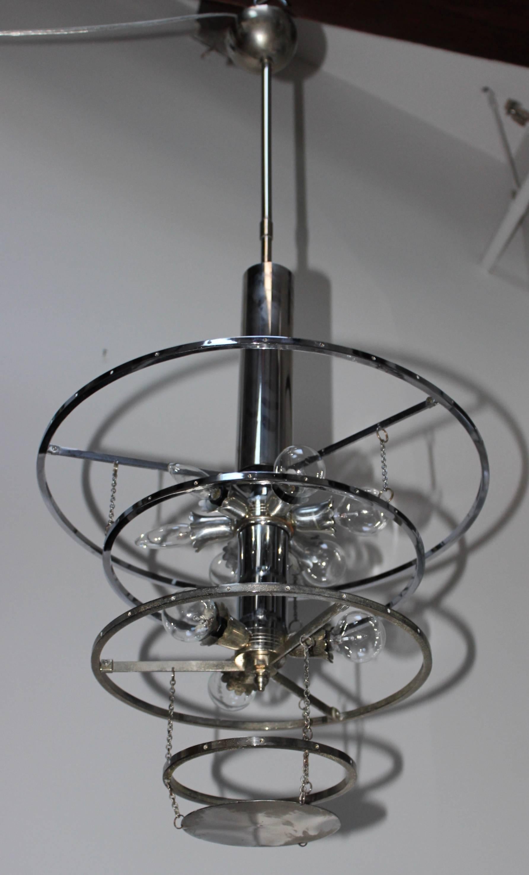 1960s Tagetti Sankey Chrome and Glass Chandelier For Sale 2