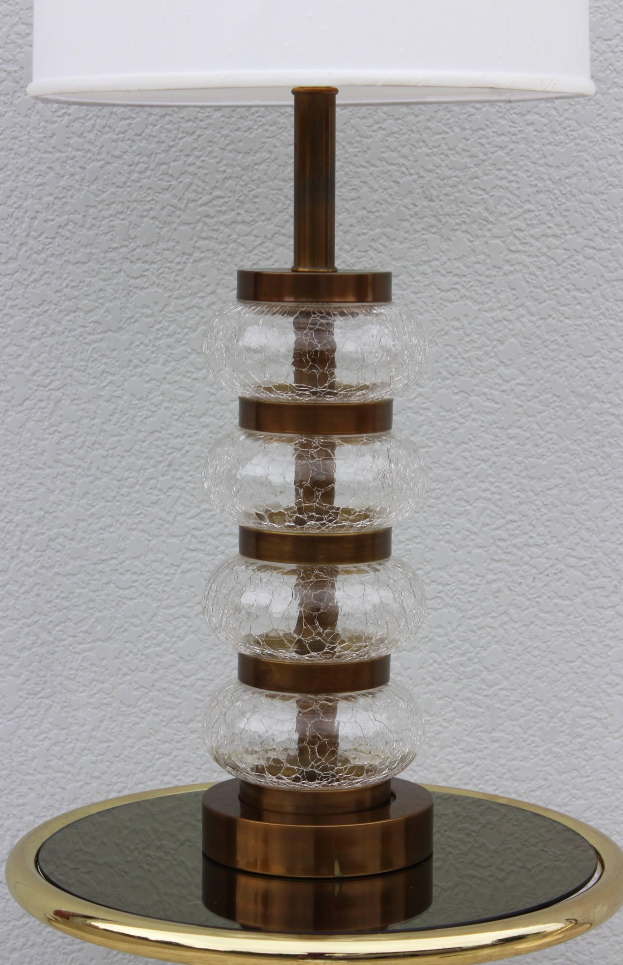 20ième siècle Paul Hansen lampe de bureau en verre craquelé en vente