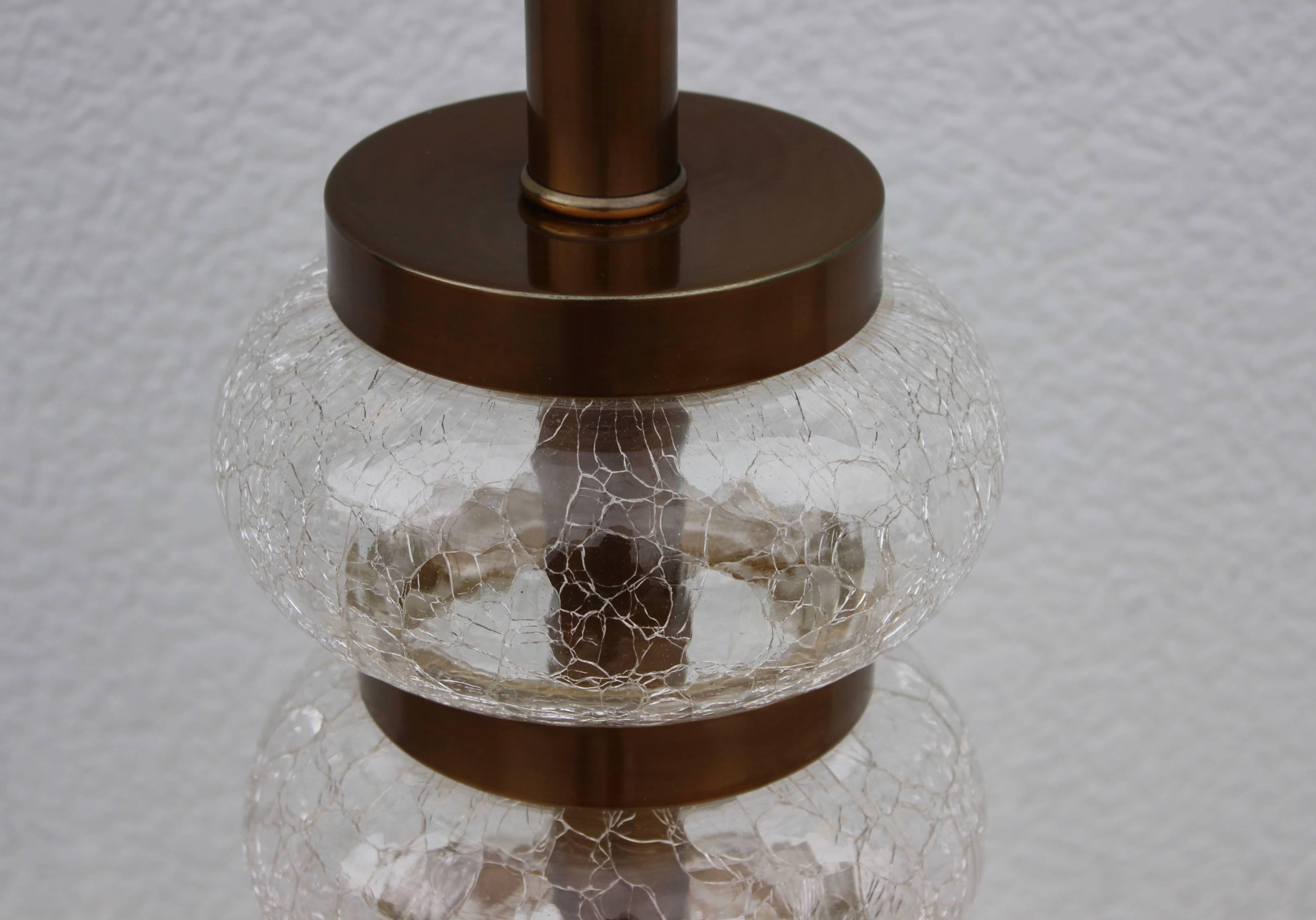 American Paul Hansen Crackled Glass Table Lamp For Sale