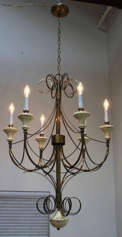 Mid-Century Modern Brass Chandelier
