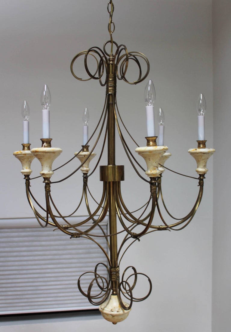 MidCentury Modern Brass Chandelier at 1stDibs