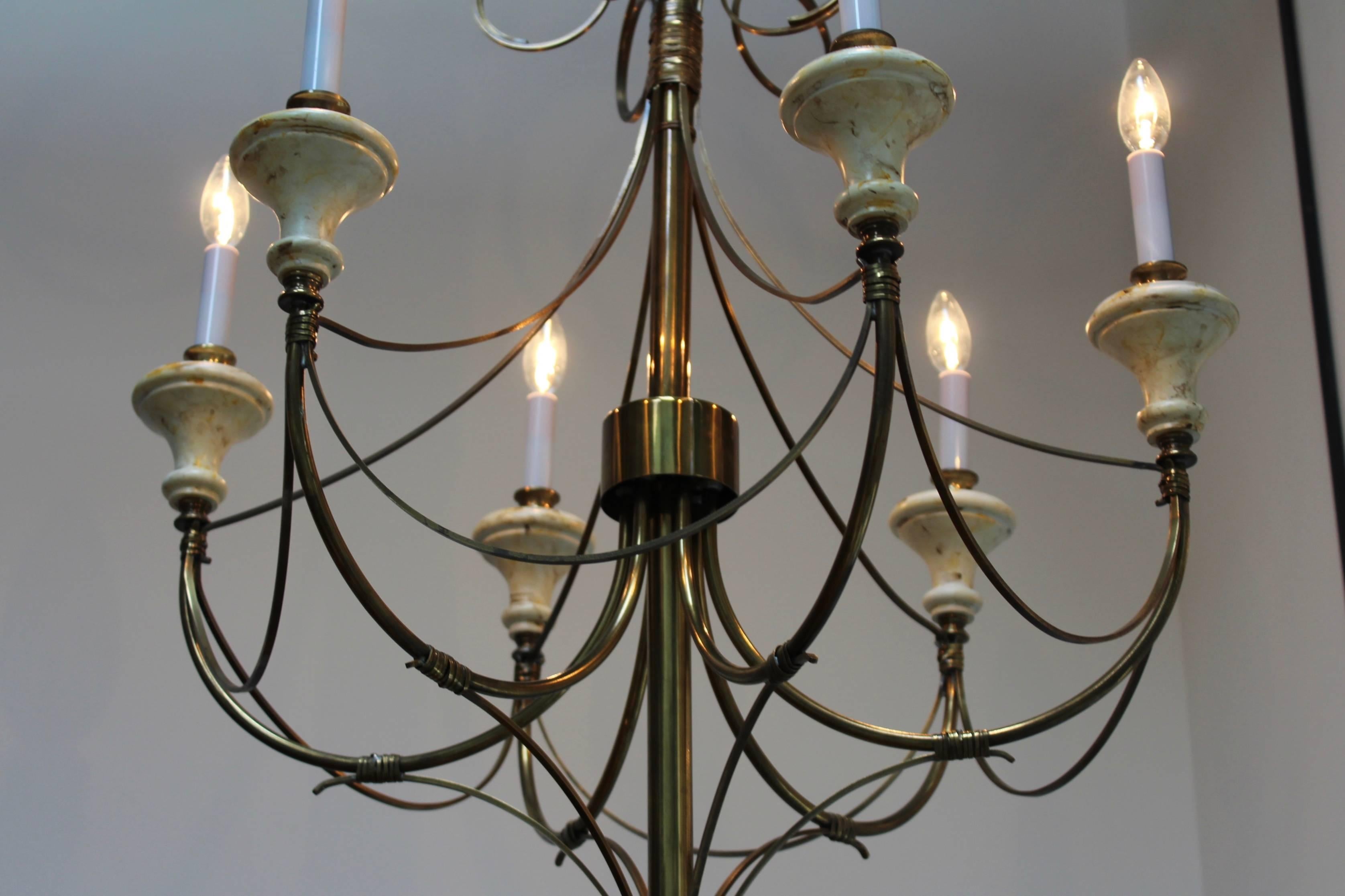 20th Century Mid-Century Modern Brass Chandelier