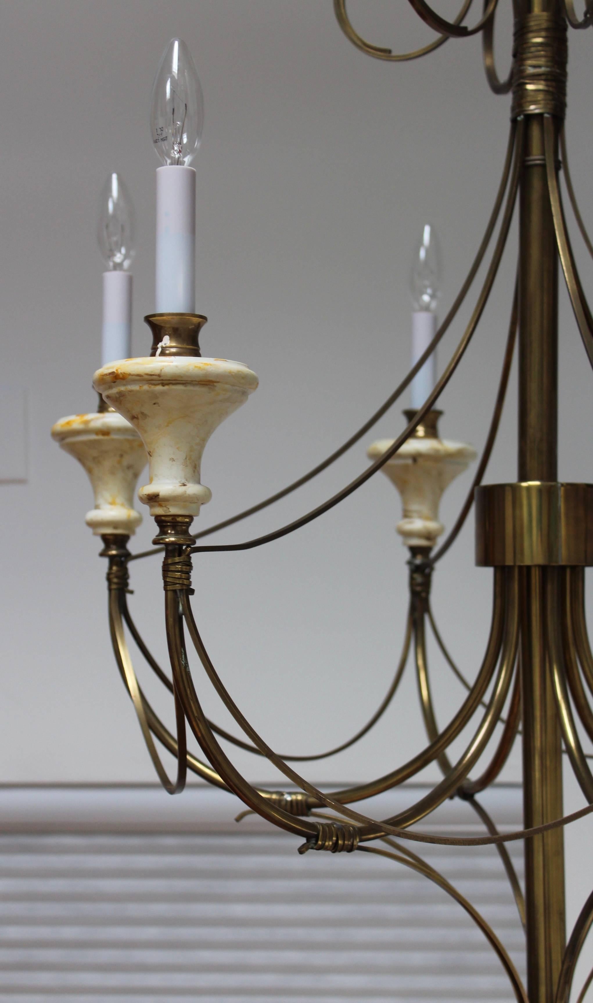 Metal Mid-Century Modern Brass Chandelier