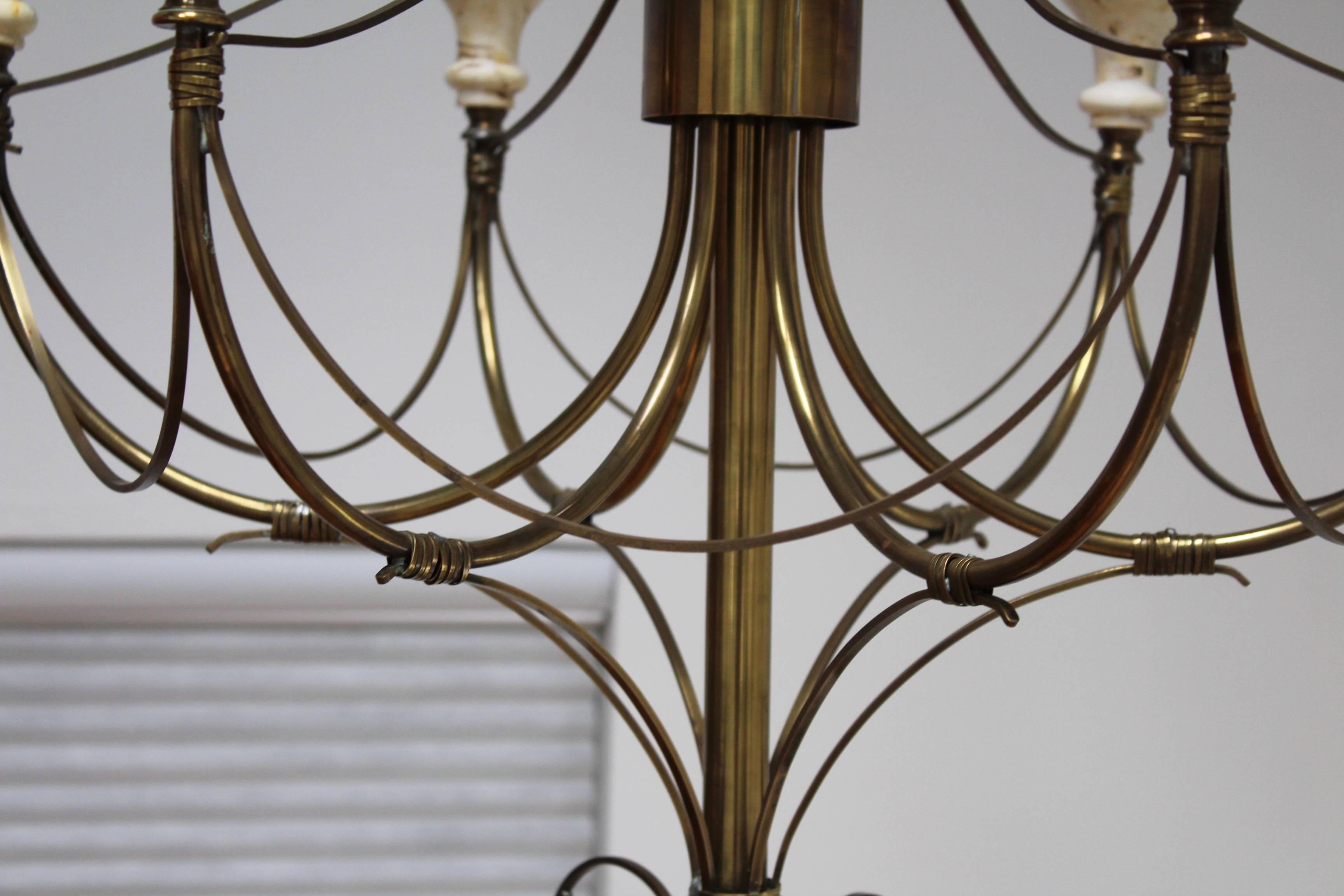 Mid-Century Modern Brass Chandelier 1