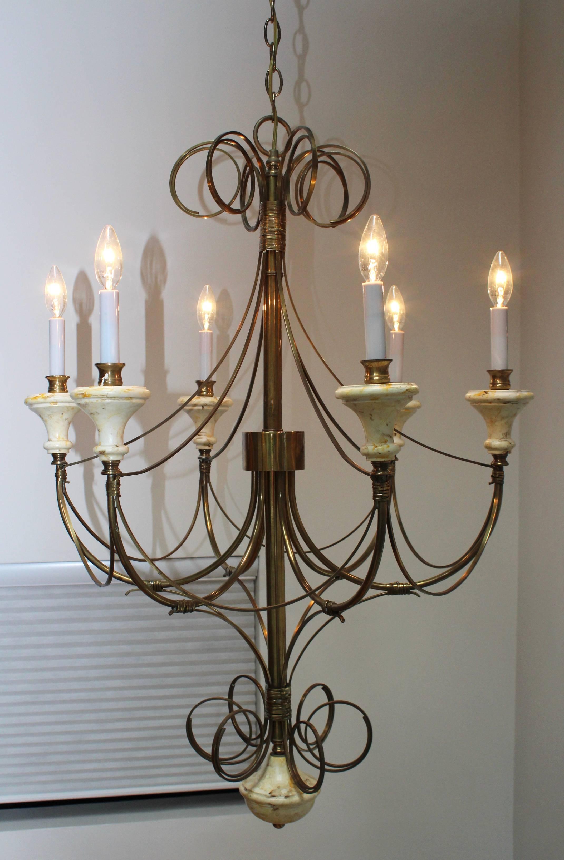 Mid-Century Modern Brass Chandelier 2