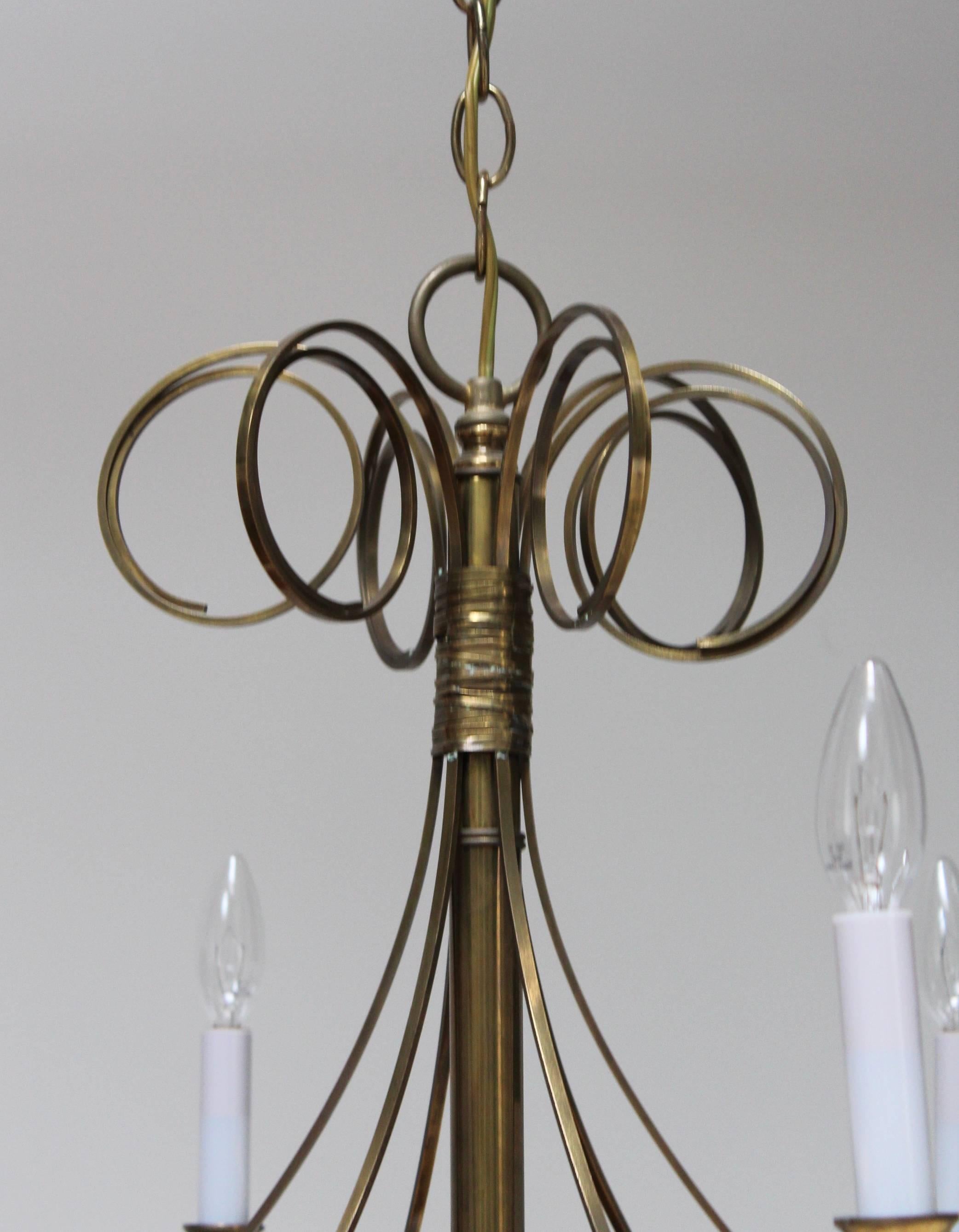 Mid-Century Modern Brass Chandelier 3