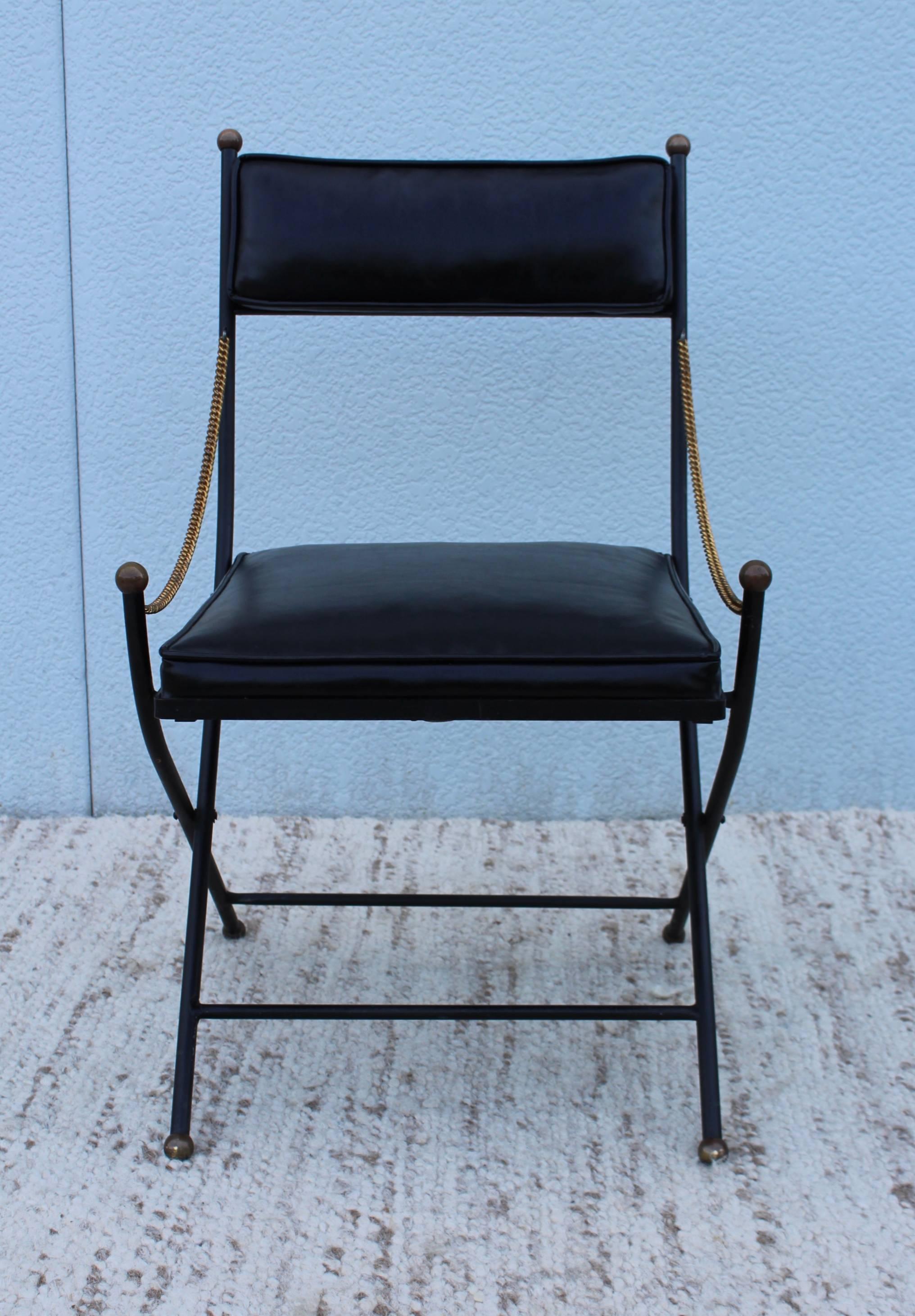 Brass 1950s French Iron Folding Chairs