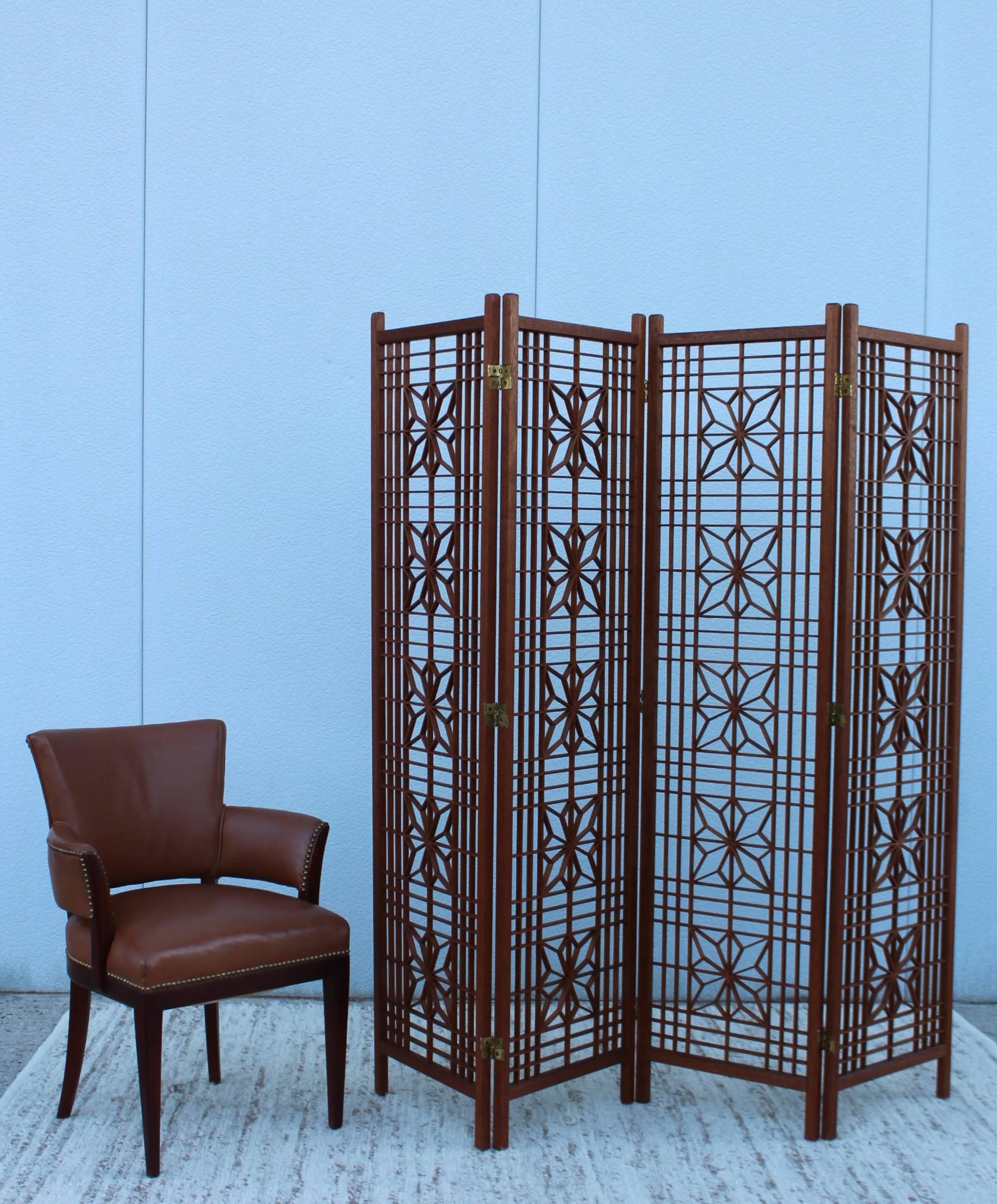 Mid-Century Modernteak Folding Screen In Good Condition In New York, NY