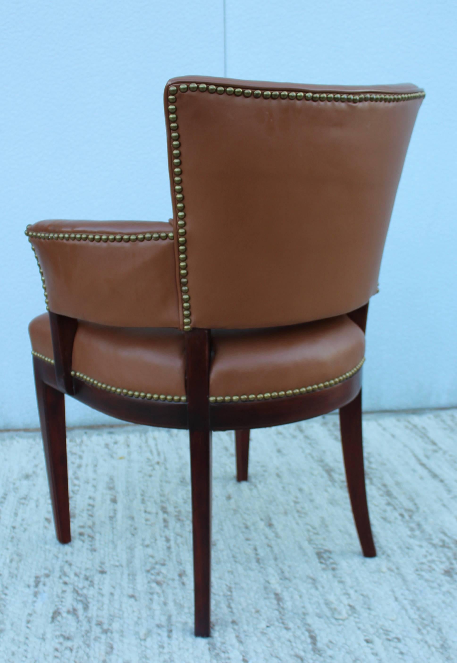 Mid-Century Modern 1960s Walnut and Leather Armchair